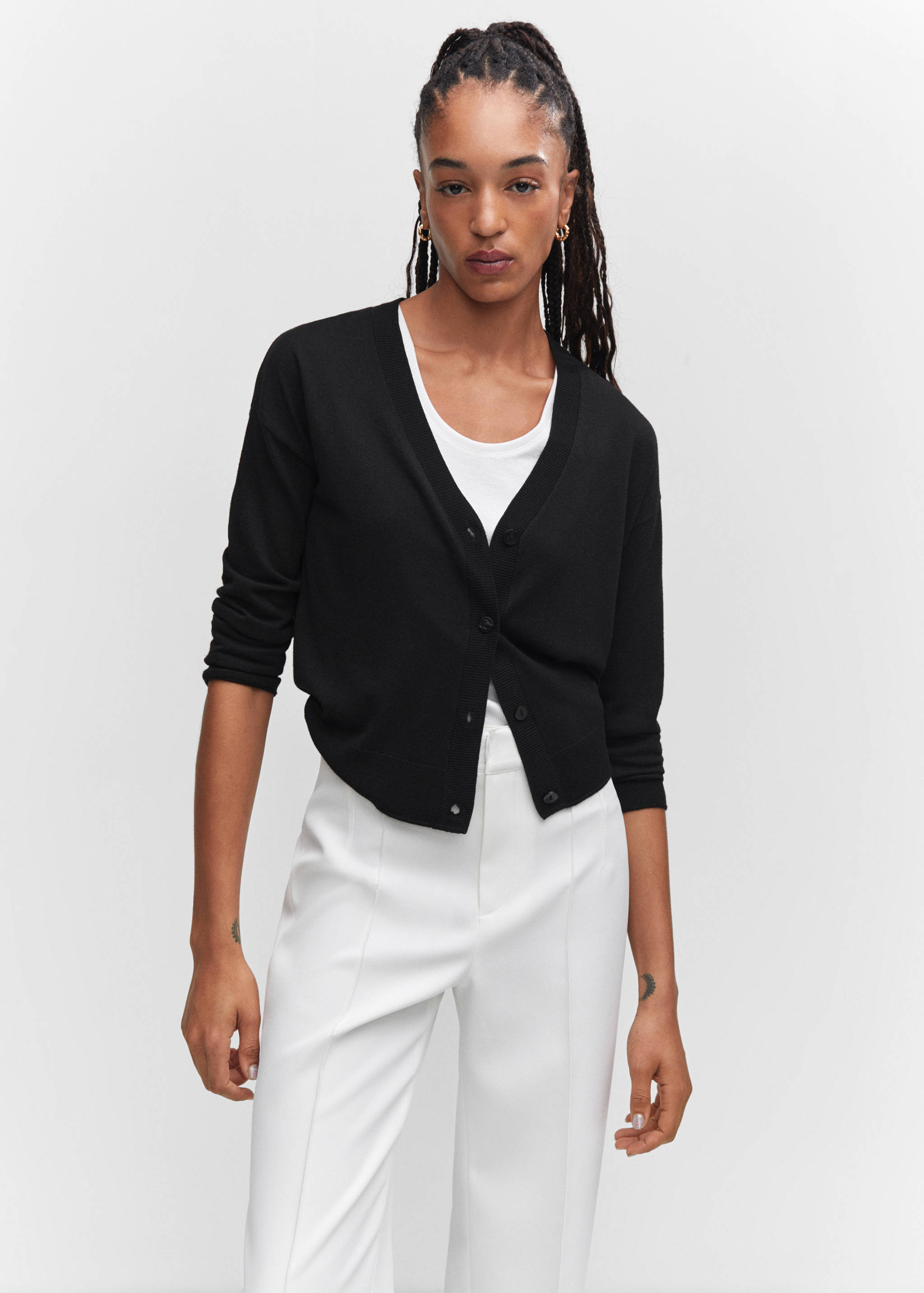 细线针织开衫 - null