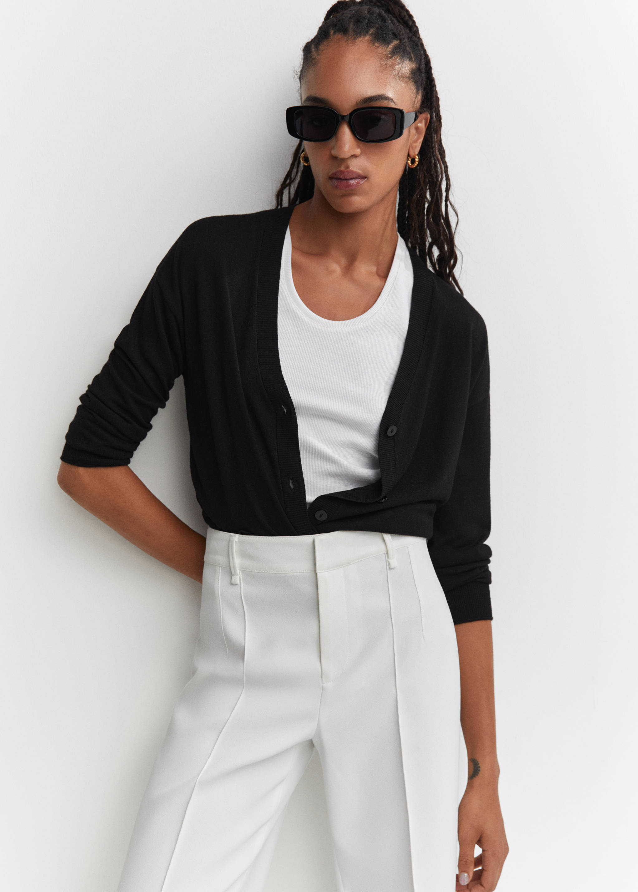 细线针织开衫 - null