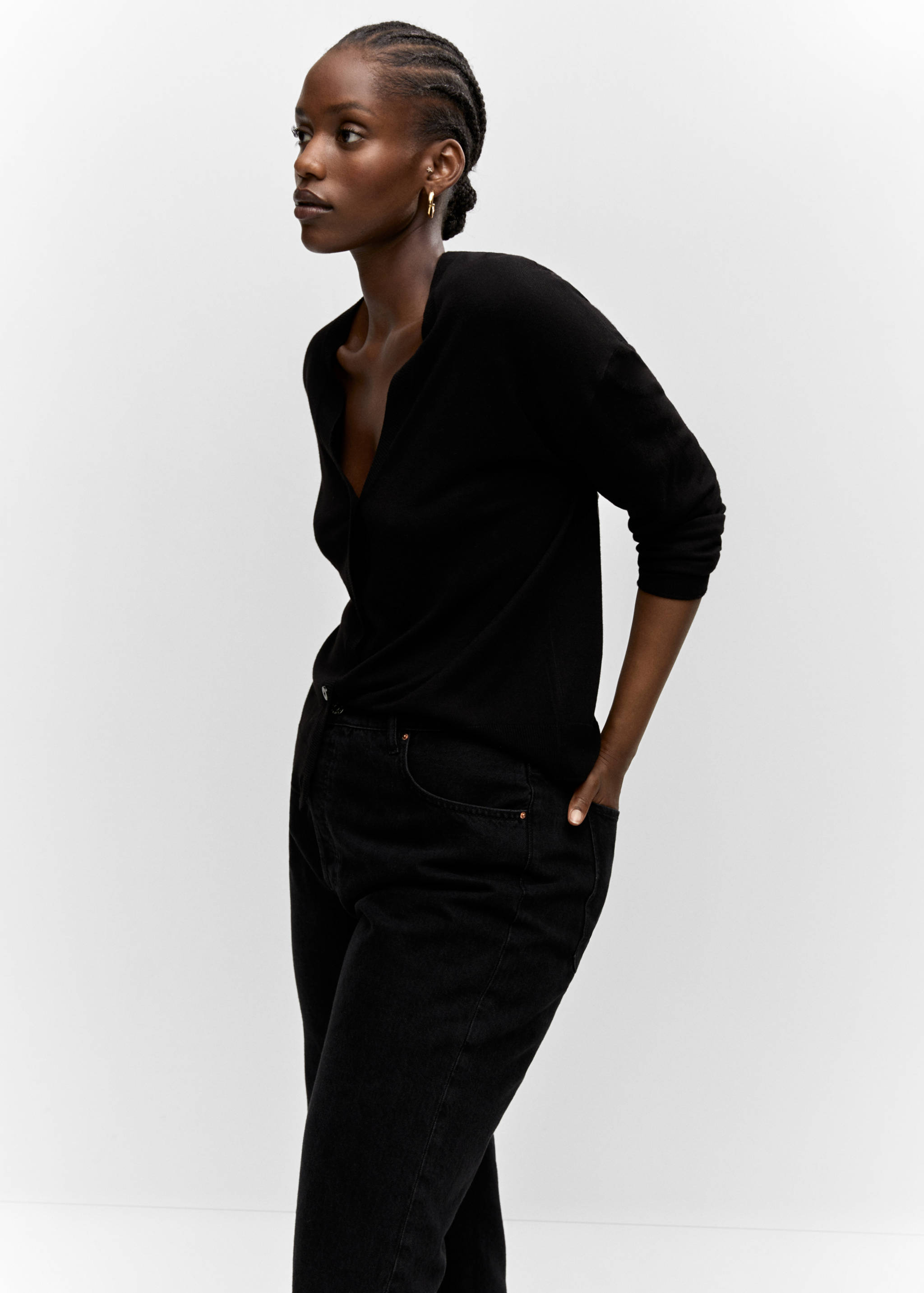 细线针织开衫 - null