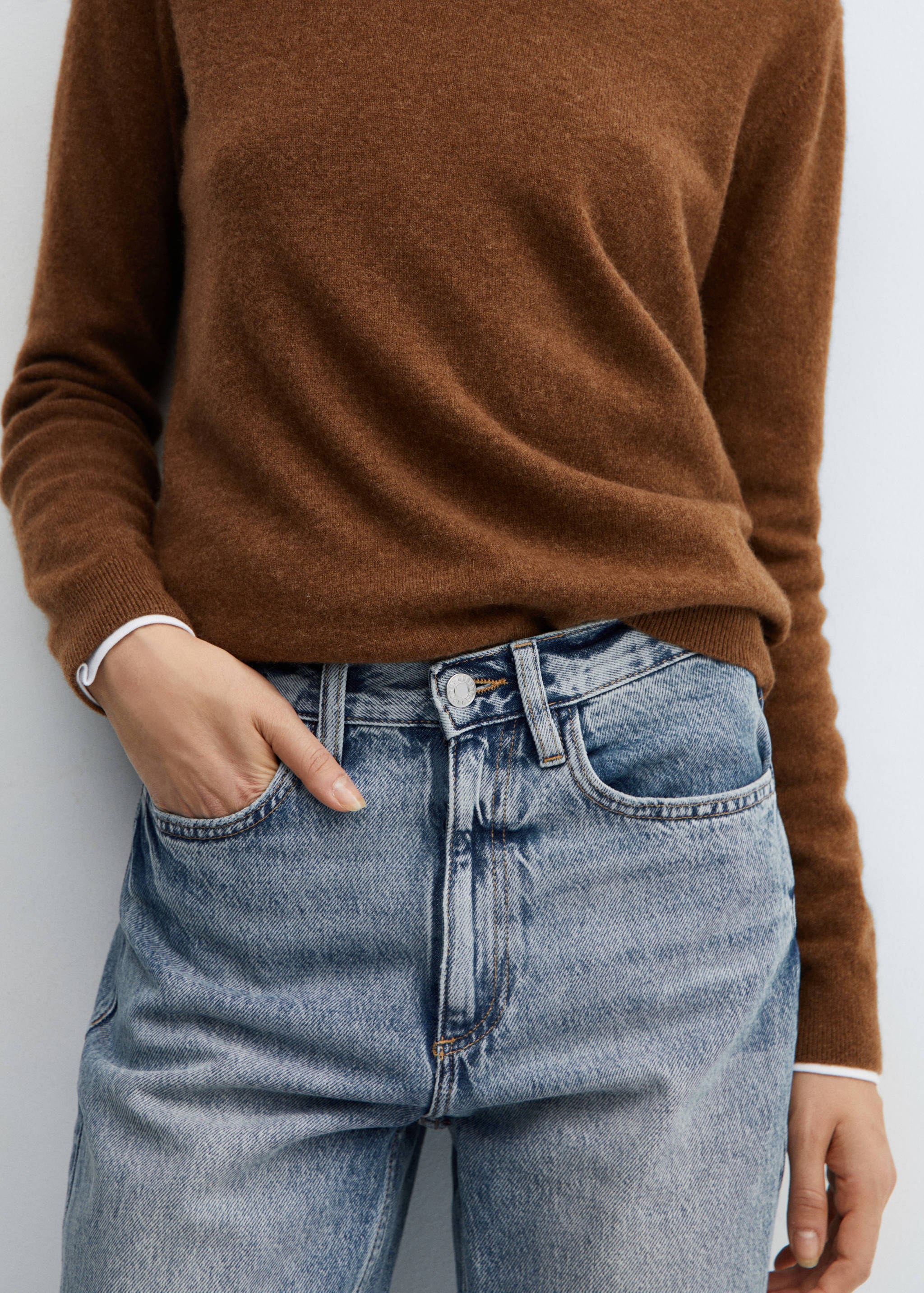 中腰直筒牛仔裤 - null