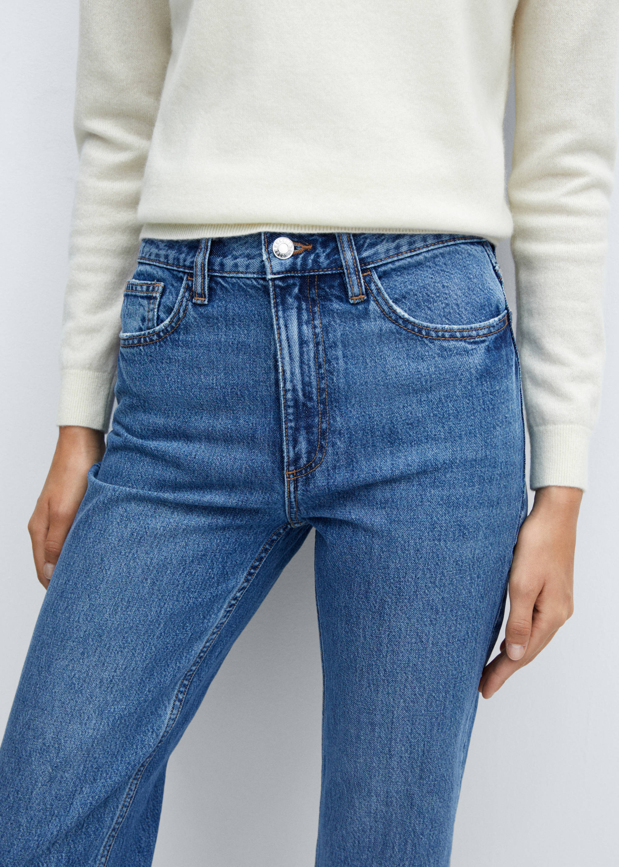 中腰直筒牛仔裤 - null