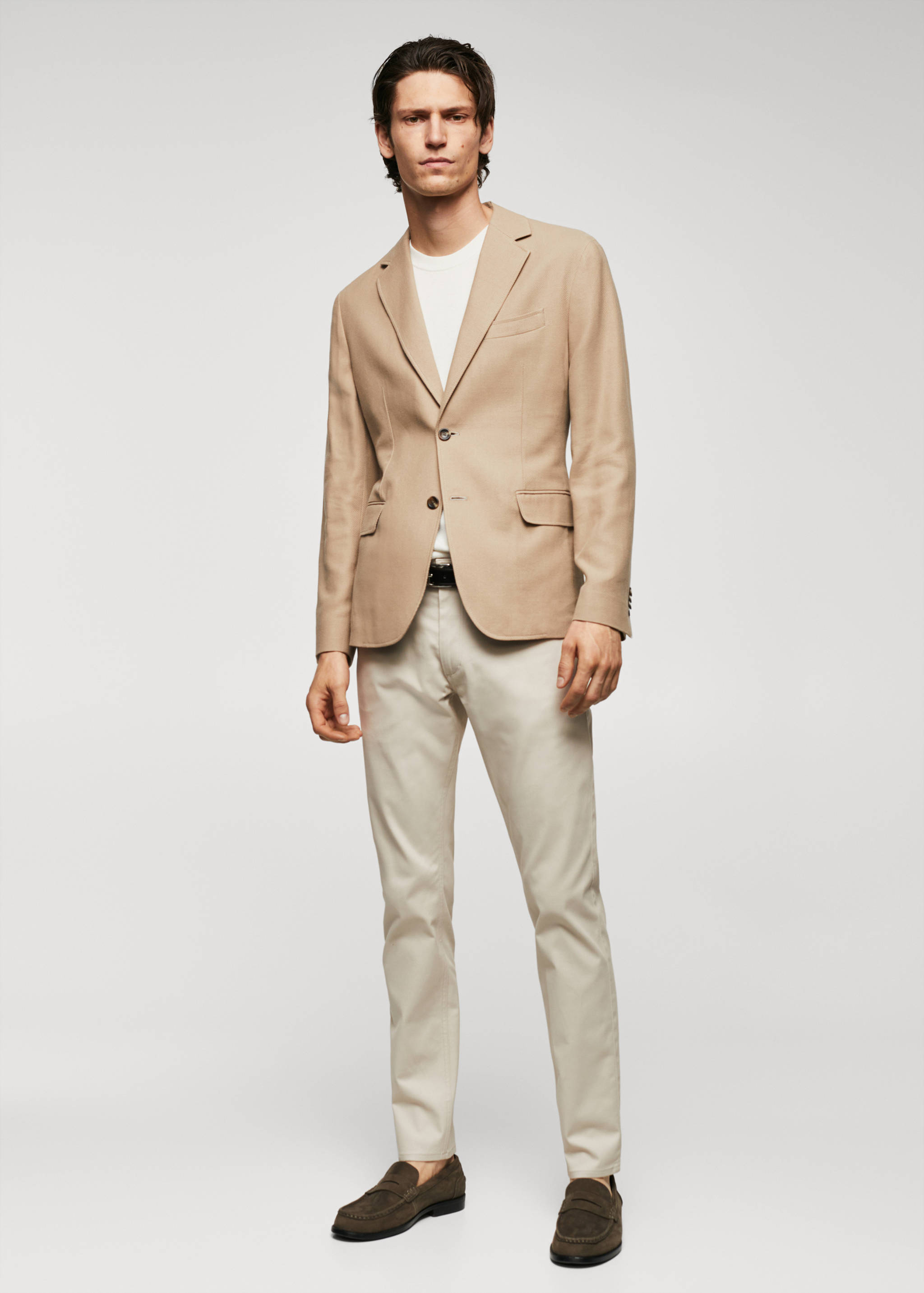 Structured slim fit cotton blazer - General plane