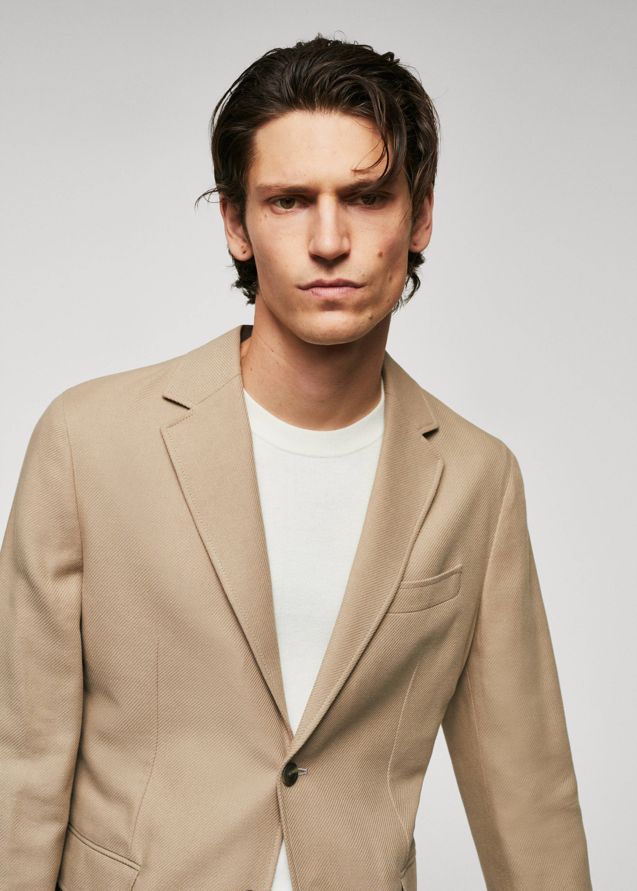 Structured slim fit cotton blazer - Details of the article 1