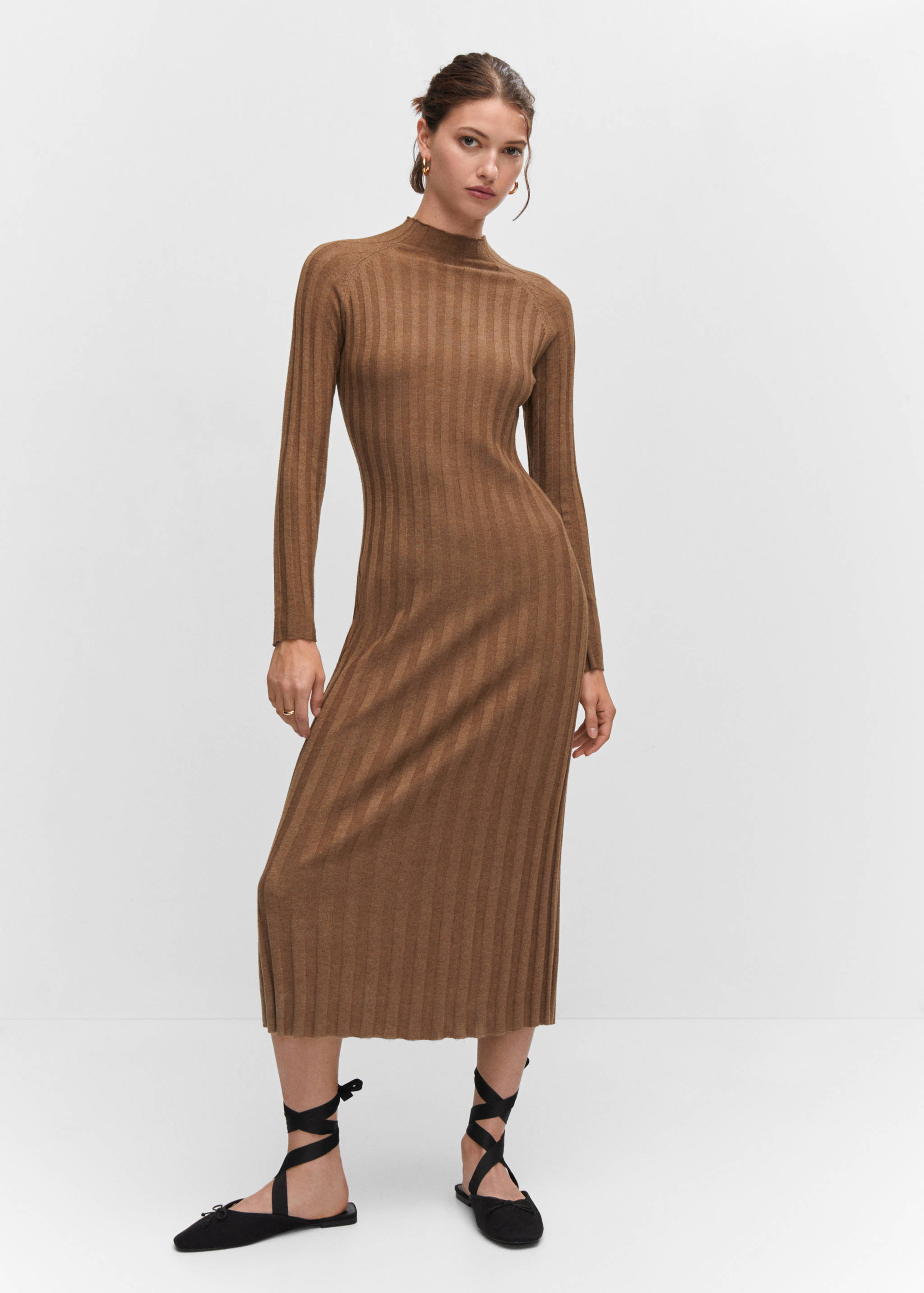Robe maille côtelée col montant - Plan général