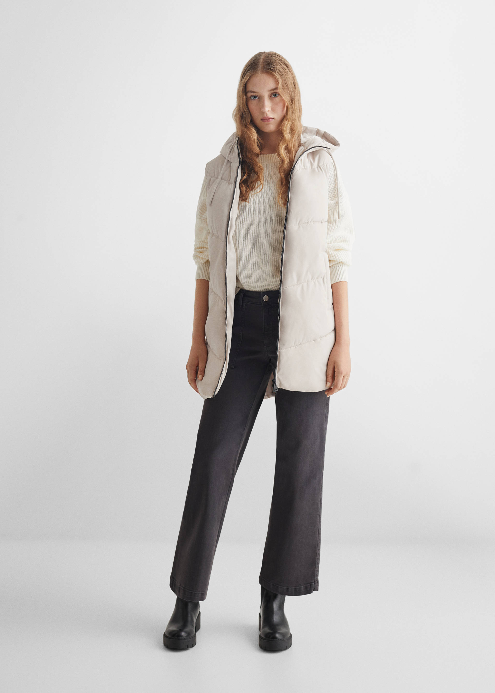 Long puffer vest - General plane