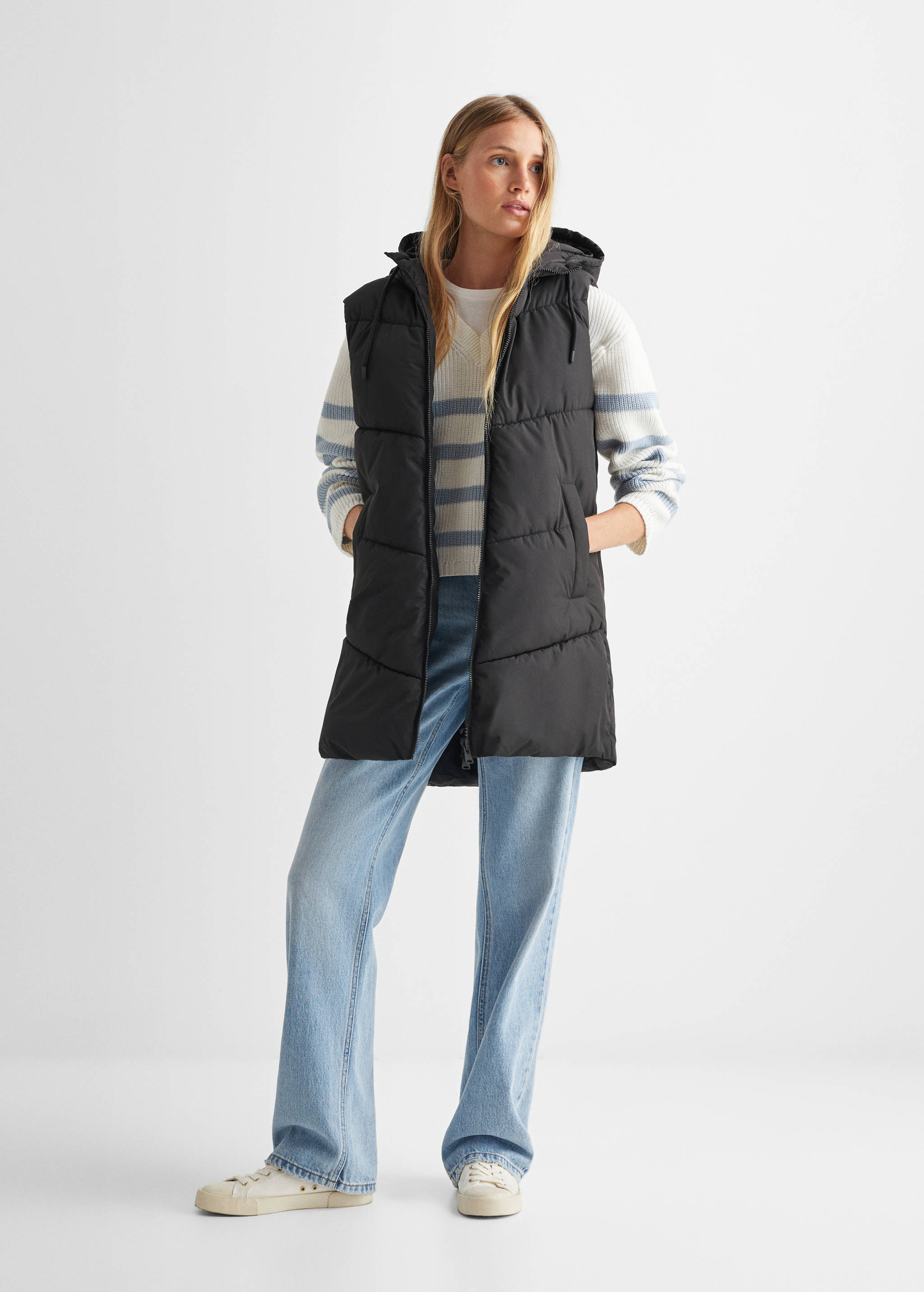 Long puffer vest - General plane