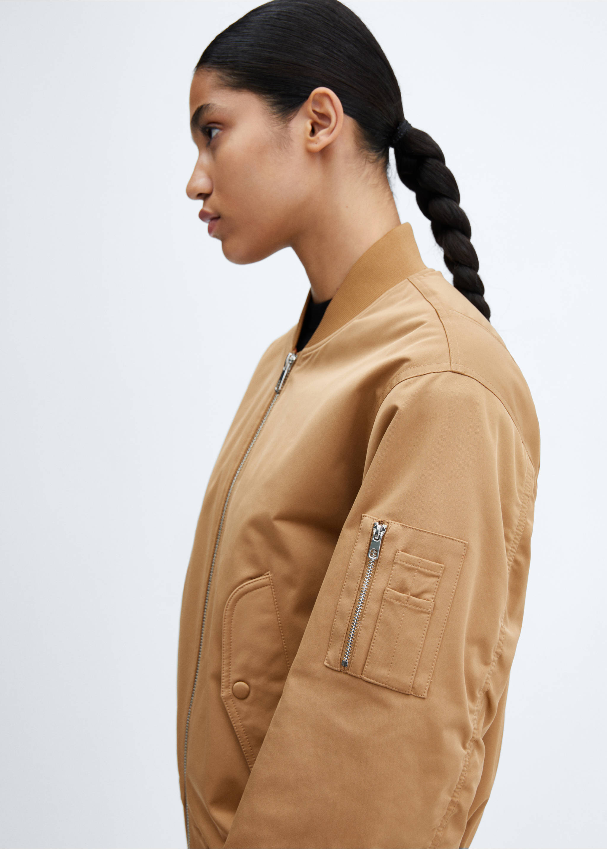 Chaqueta bomber oversize - Detalle del artículo 1, Marrón medio. Ref: 57045136-00.