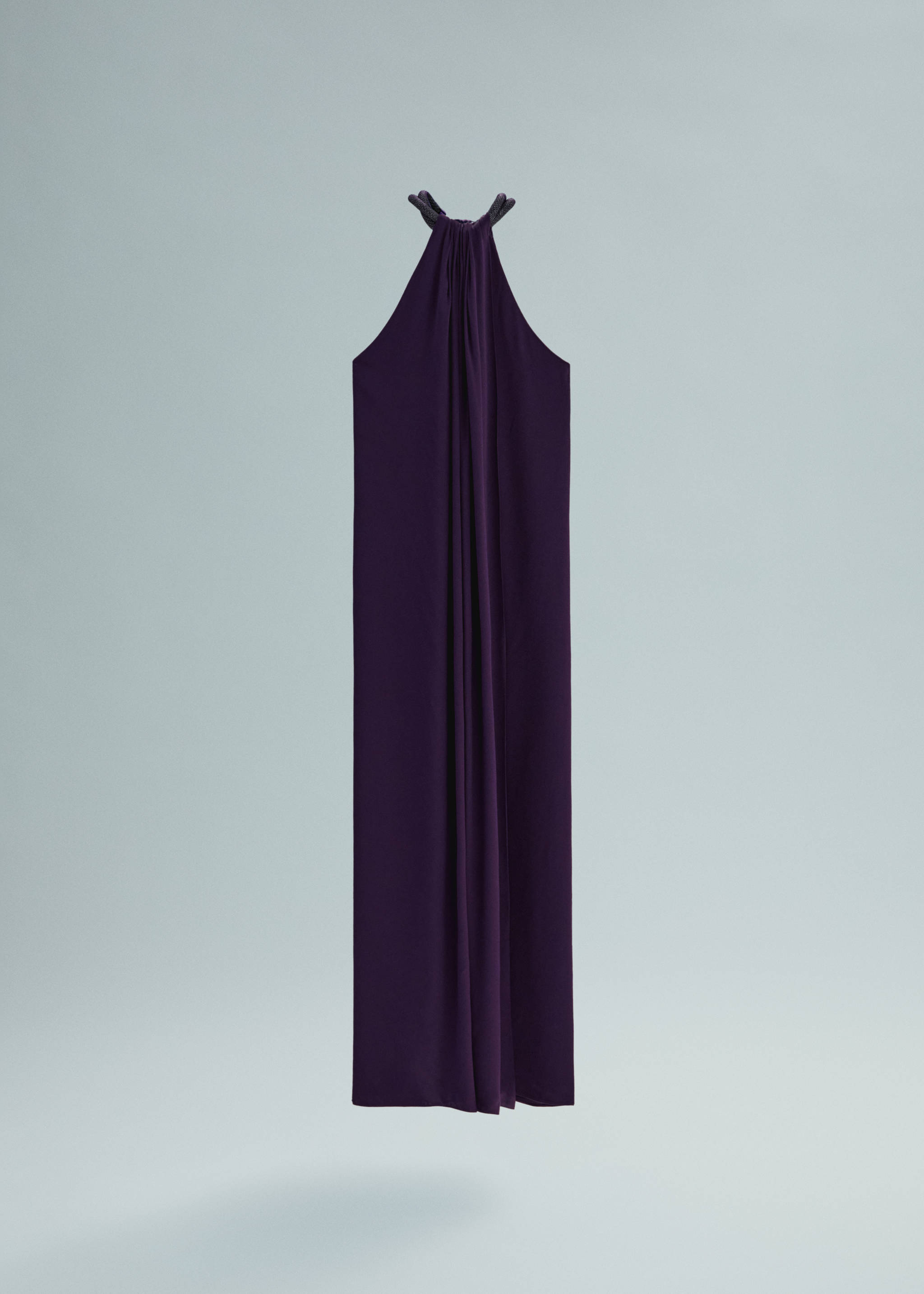 Robe satinée col rigide strass - Article sans modèle