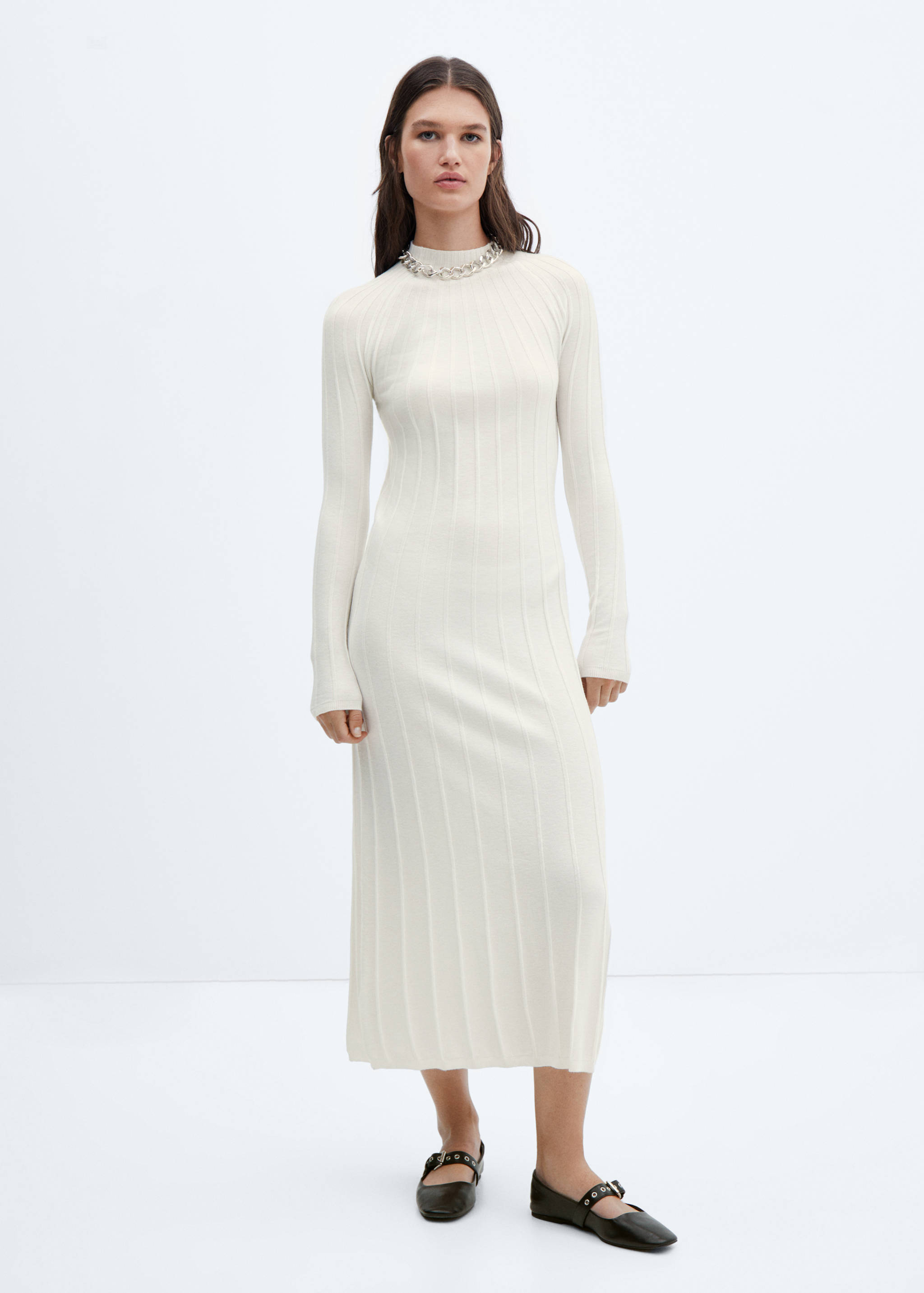 Perkins-neck ribbed dress - General plane