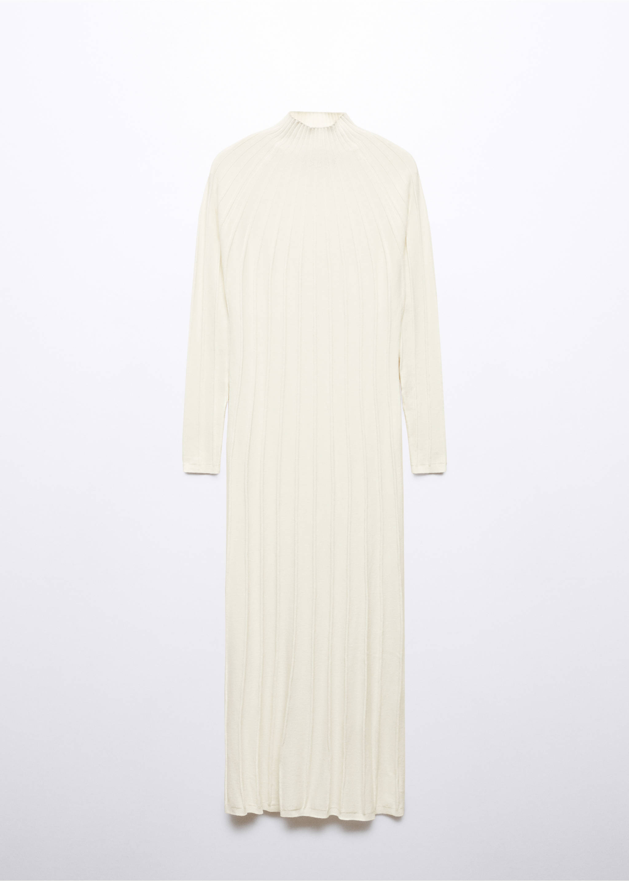 Perkins-neck ribbed dress - Article without model, Ecru. Ref: 57045794-00.