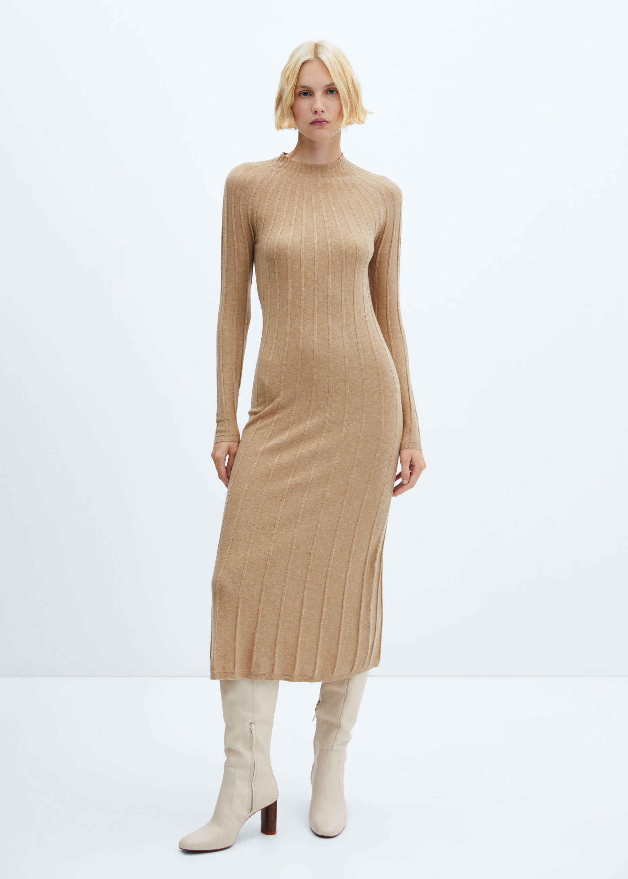 Perkins-neck ribbed dress - General plane