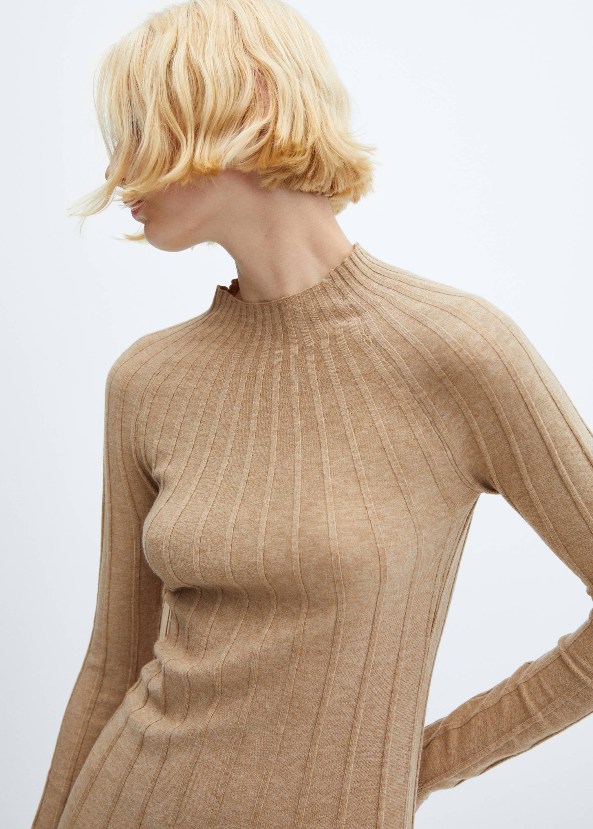 Perkins-neck ribbed dress - Details of the article 1