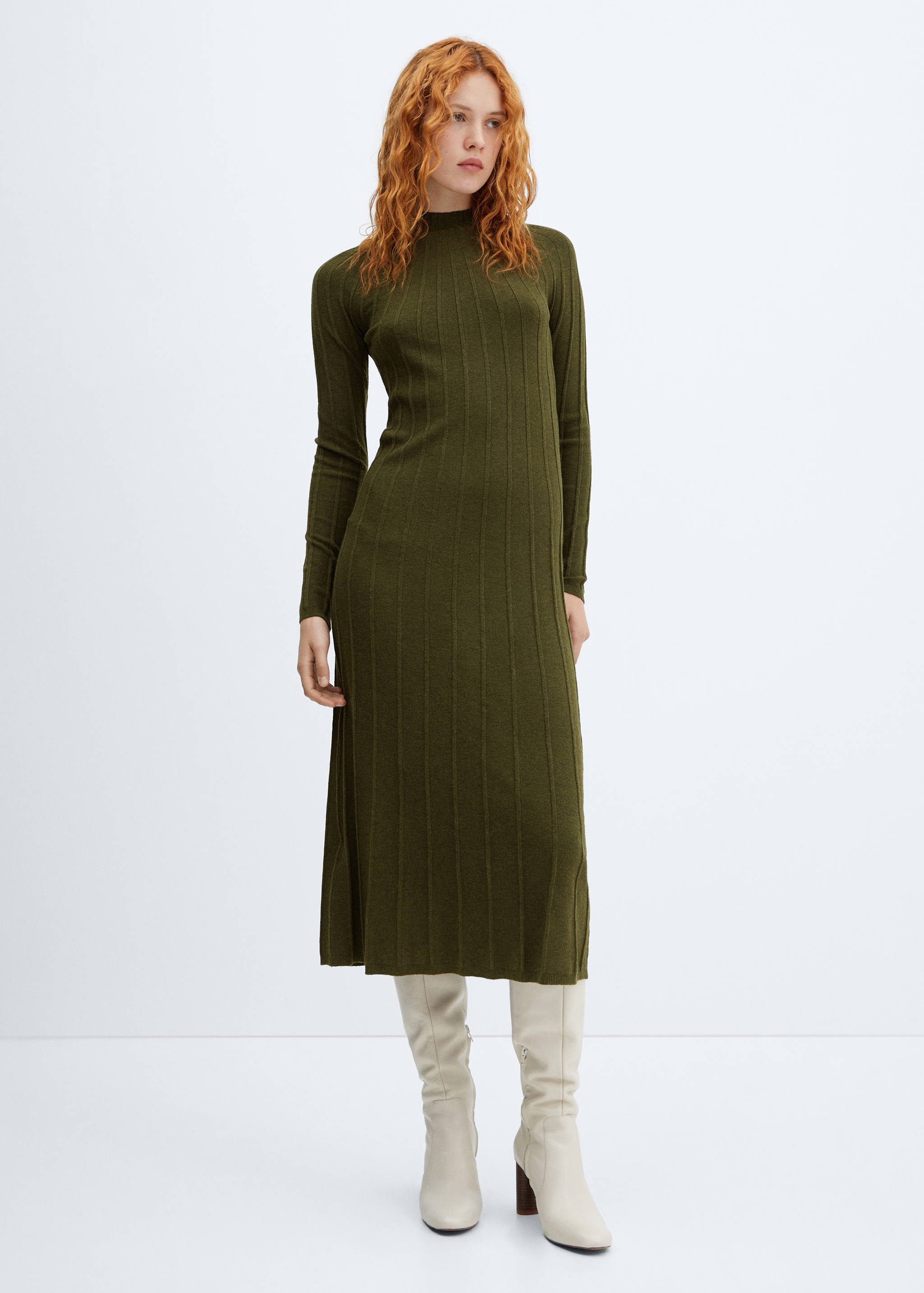 Perkins-neck ribbed dress - General plane