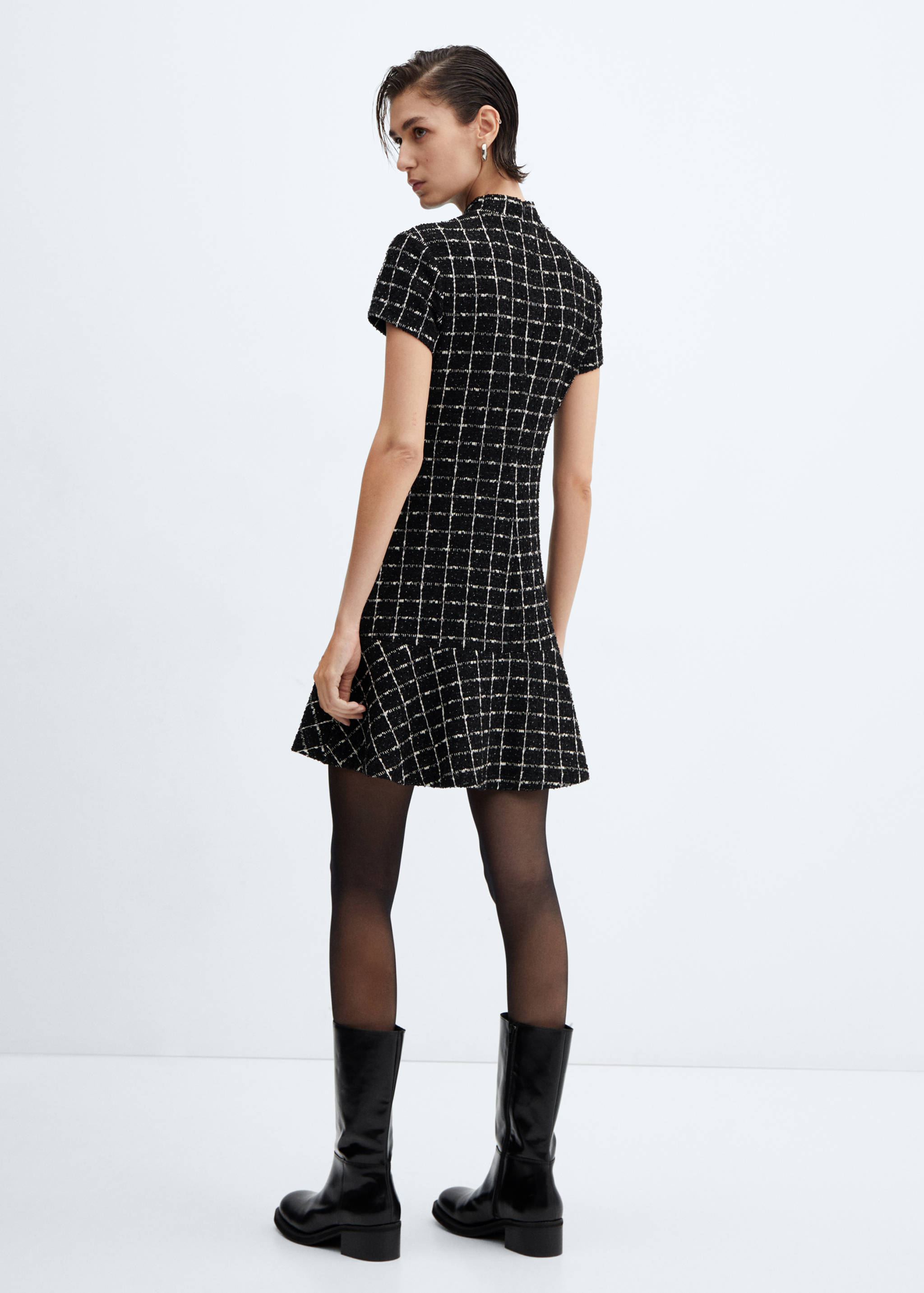 荷叶边花呢连衣裙 - null