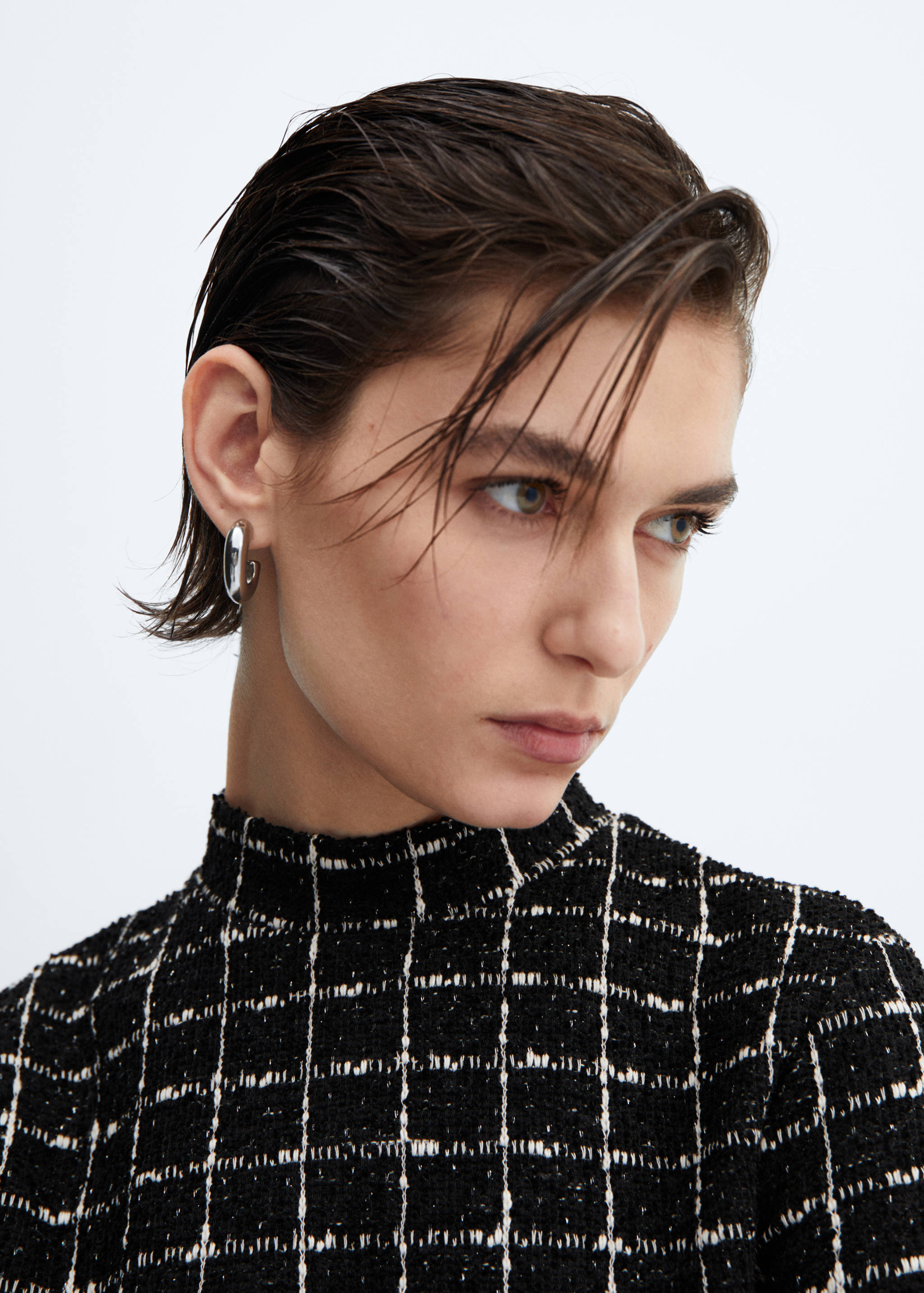 荷叶边花呢连衣裙 - null