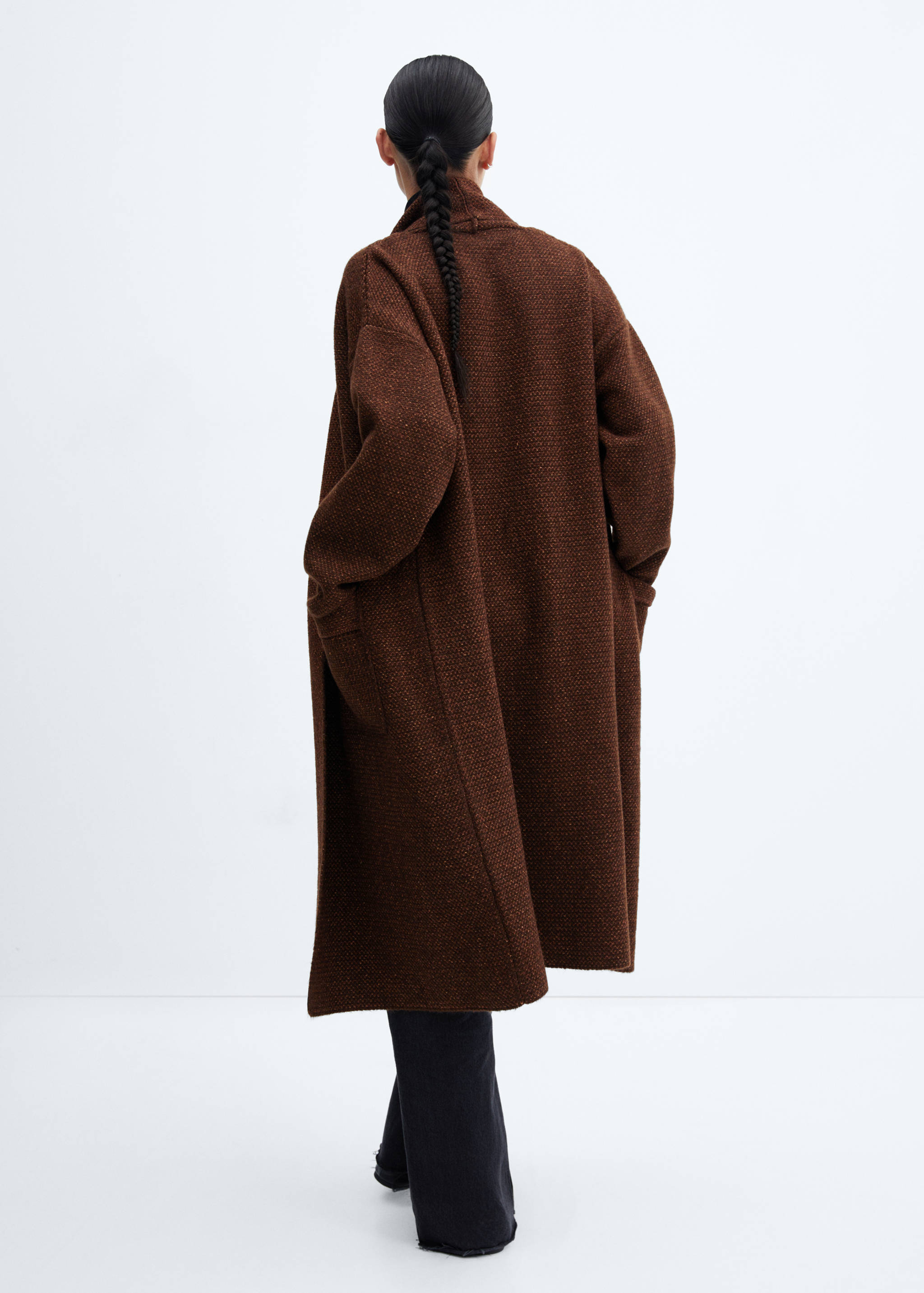 超大针织口袋外套 - null