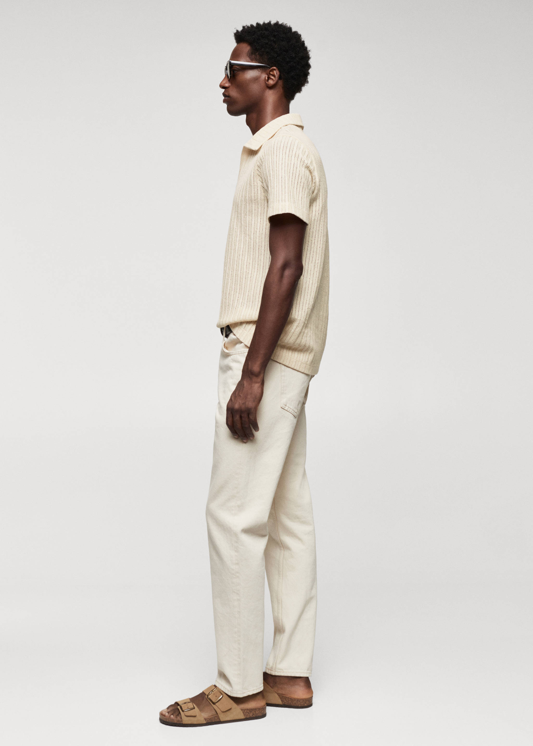 100% cotton crochet polo shirt - Details of the article 2