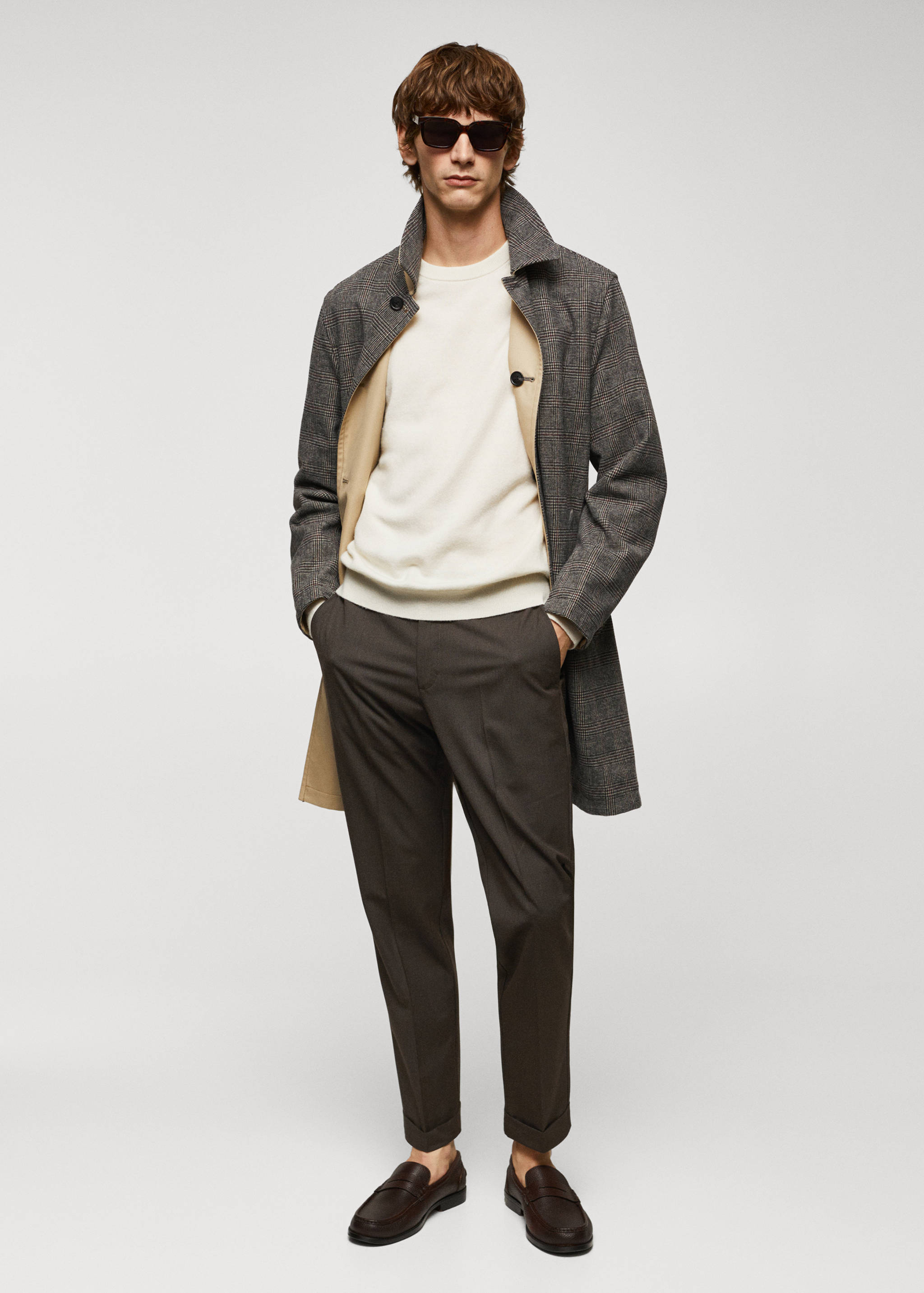 Pantalon slim fit micro pied-de-poule - Plan général