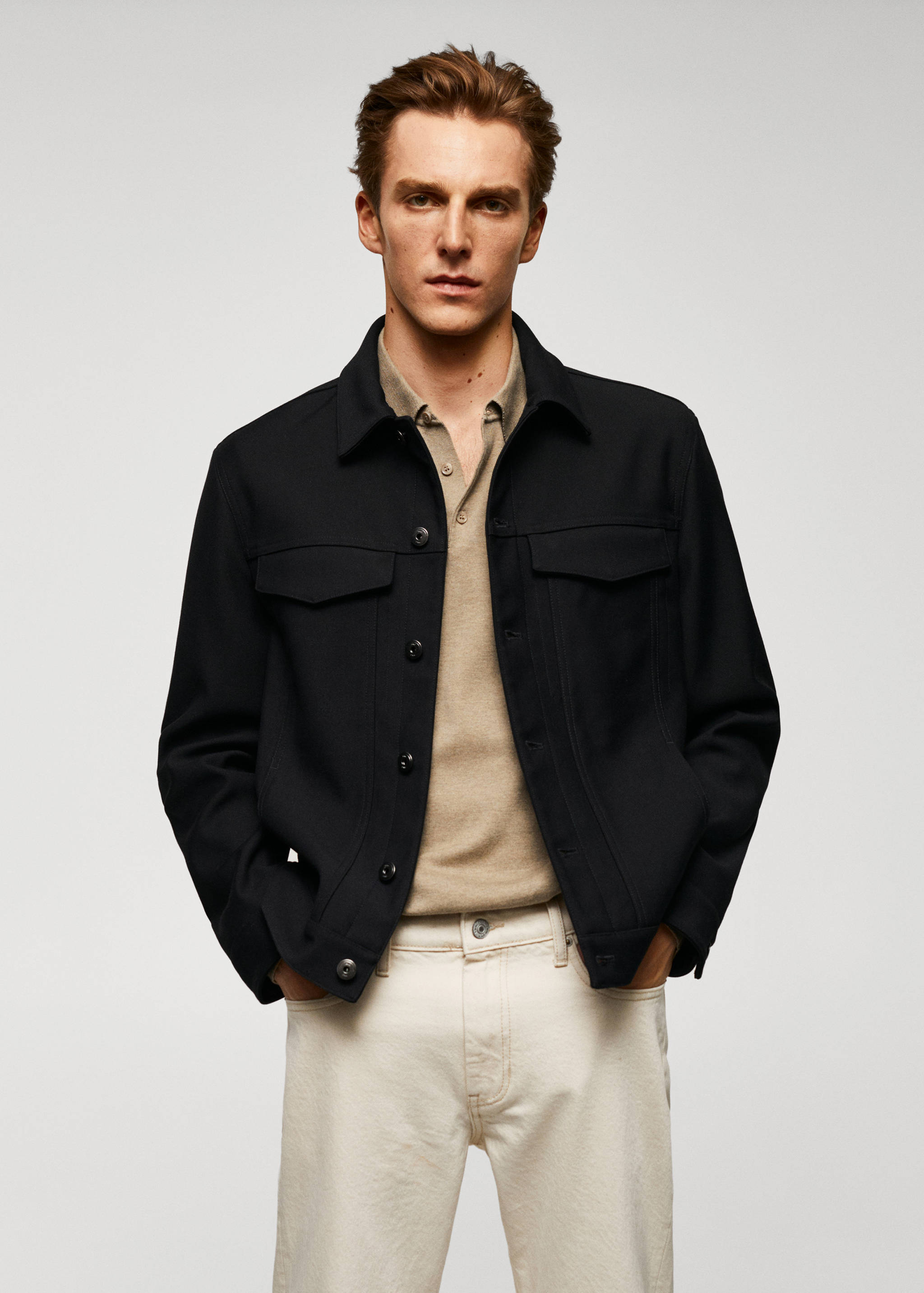 Twill jacket with pockets - Medium plane