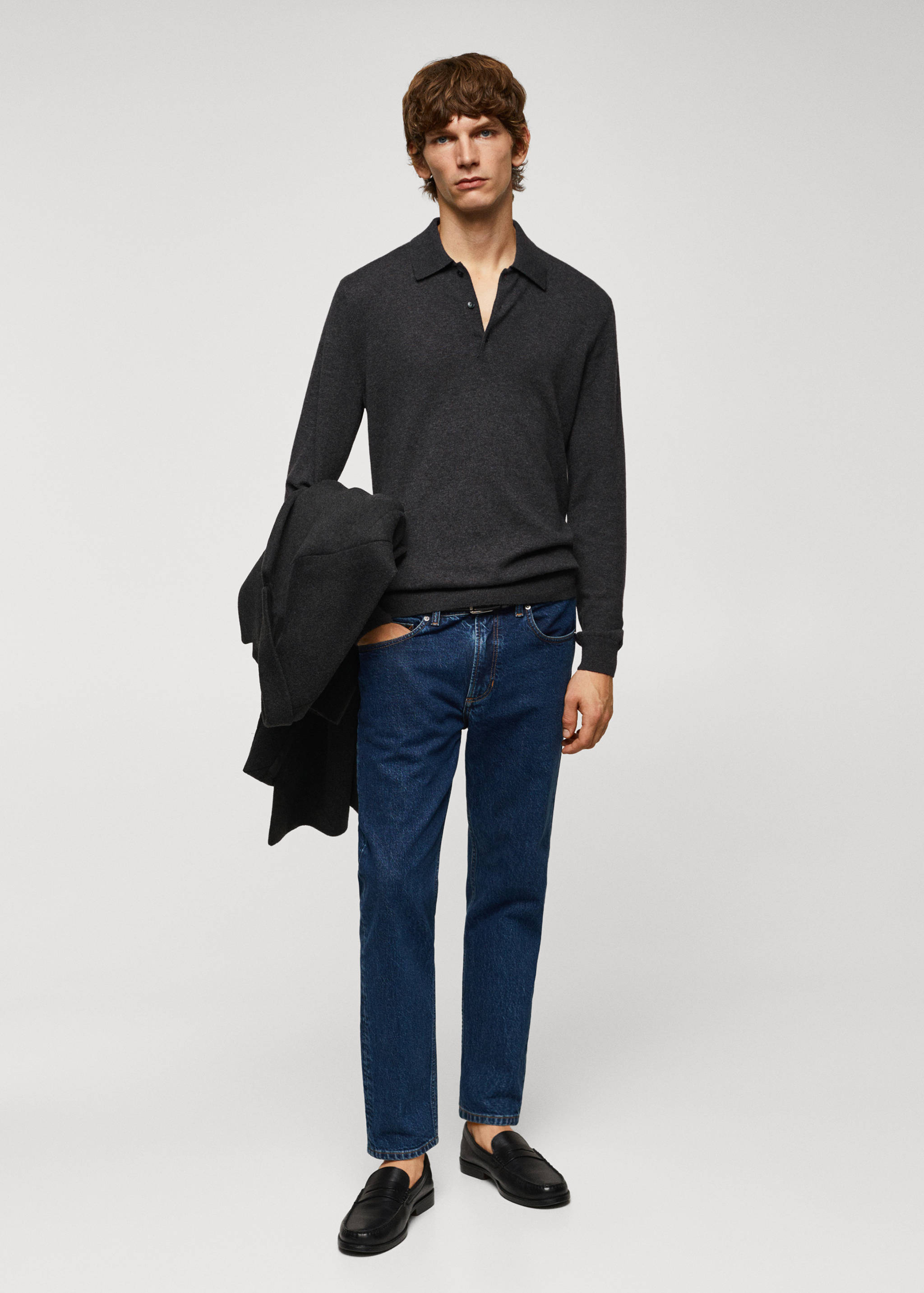 Polo laine manches longues chiné - Plan général