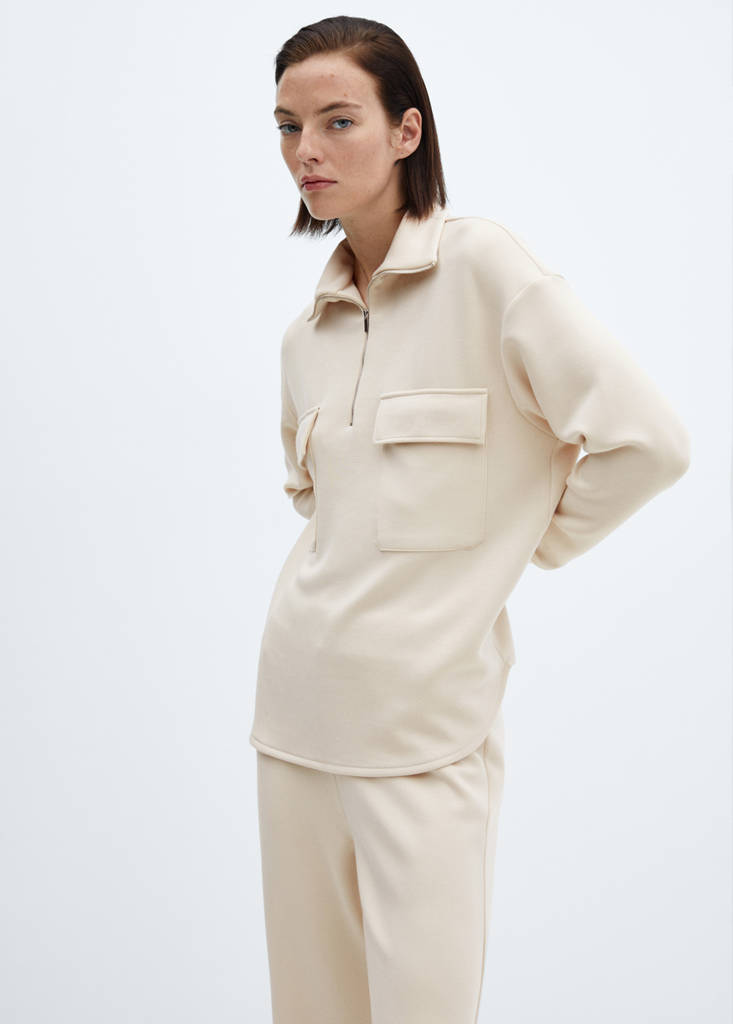 Sweatshirt with patch pocket — Beige