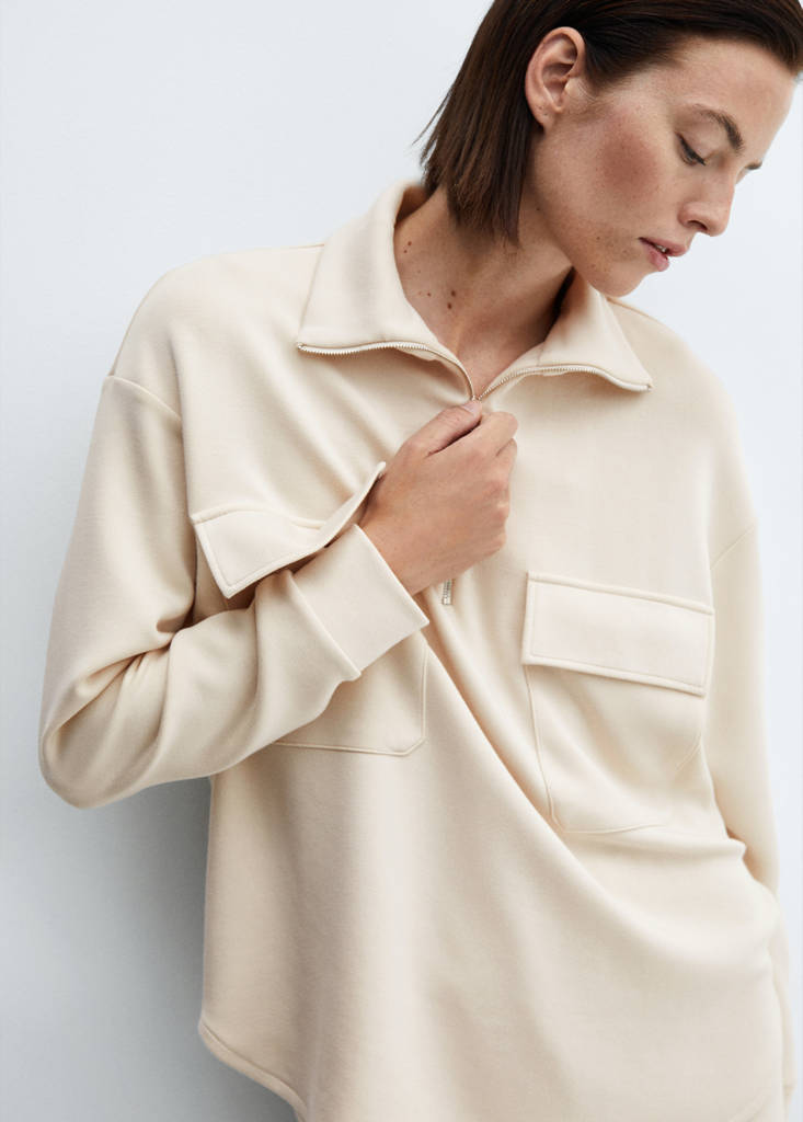 Sweatshirt with patch pocket — Beige