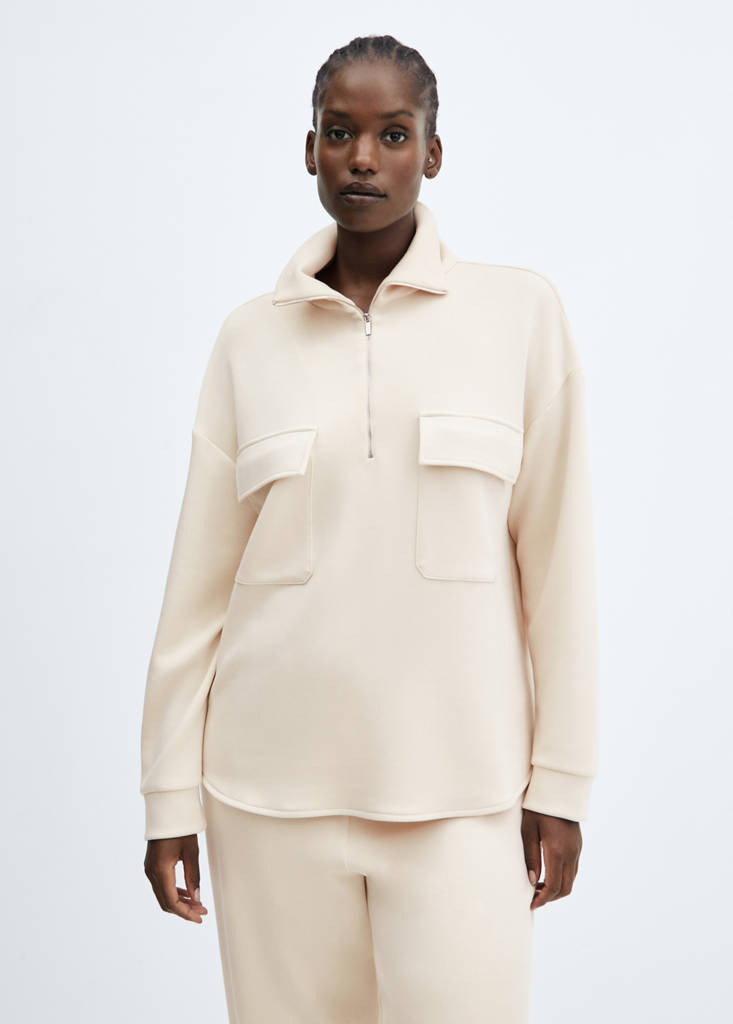 Sweatshirt with patch pocket — Beige