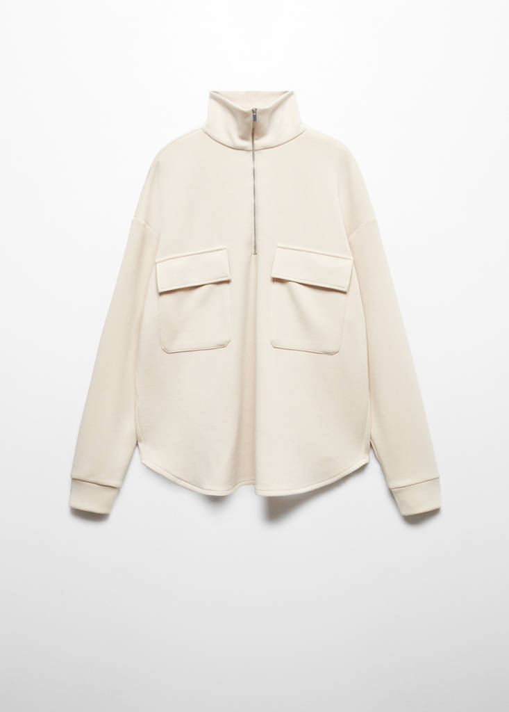 Sweatshirt with patch pocket — Beige