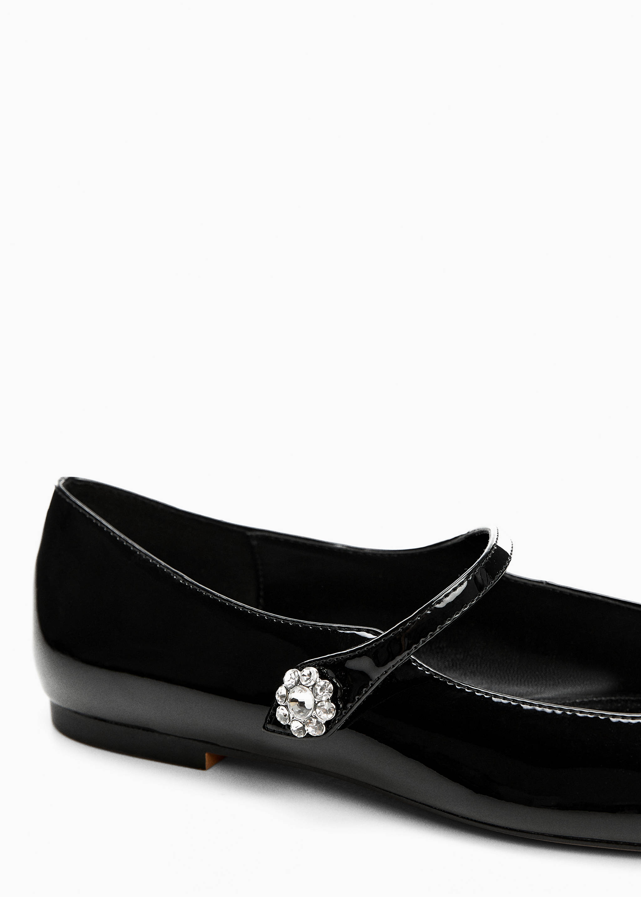 Jewelled patent leather-effect ballet flats - Details of the article 1