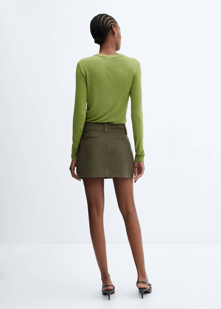 Pleated mini-skirt — Green
