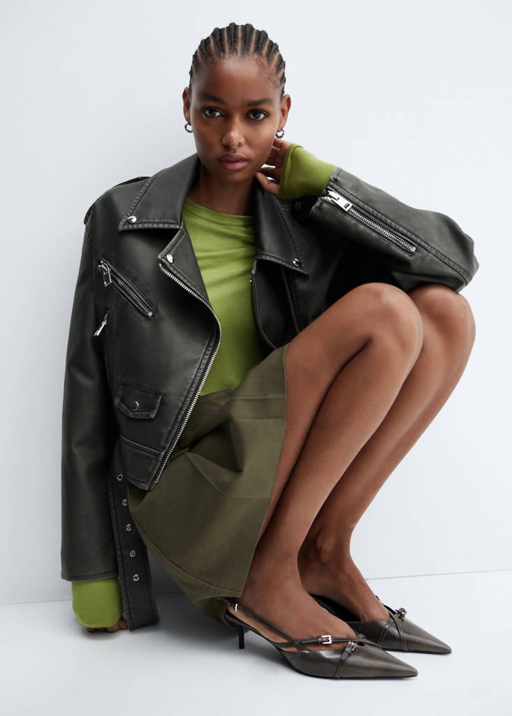 Pleated mini-skirt — Green