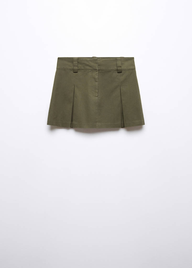 Pleated mini-skirt — Green