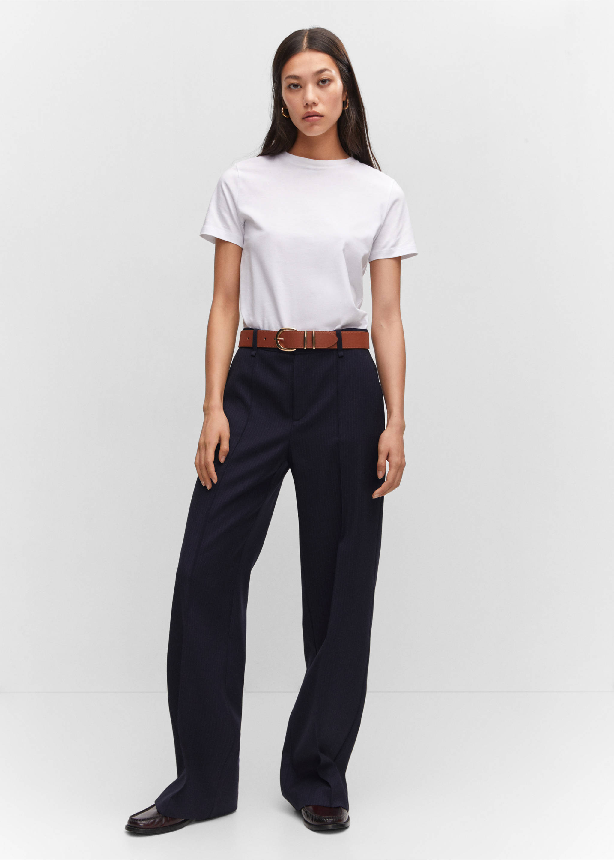 Straight striped trousers - General plane, Navy. Ref: 57045980-00.