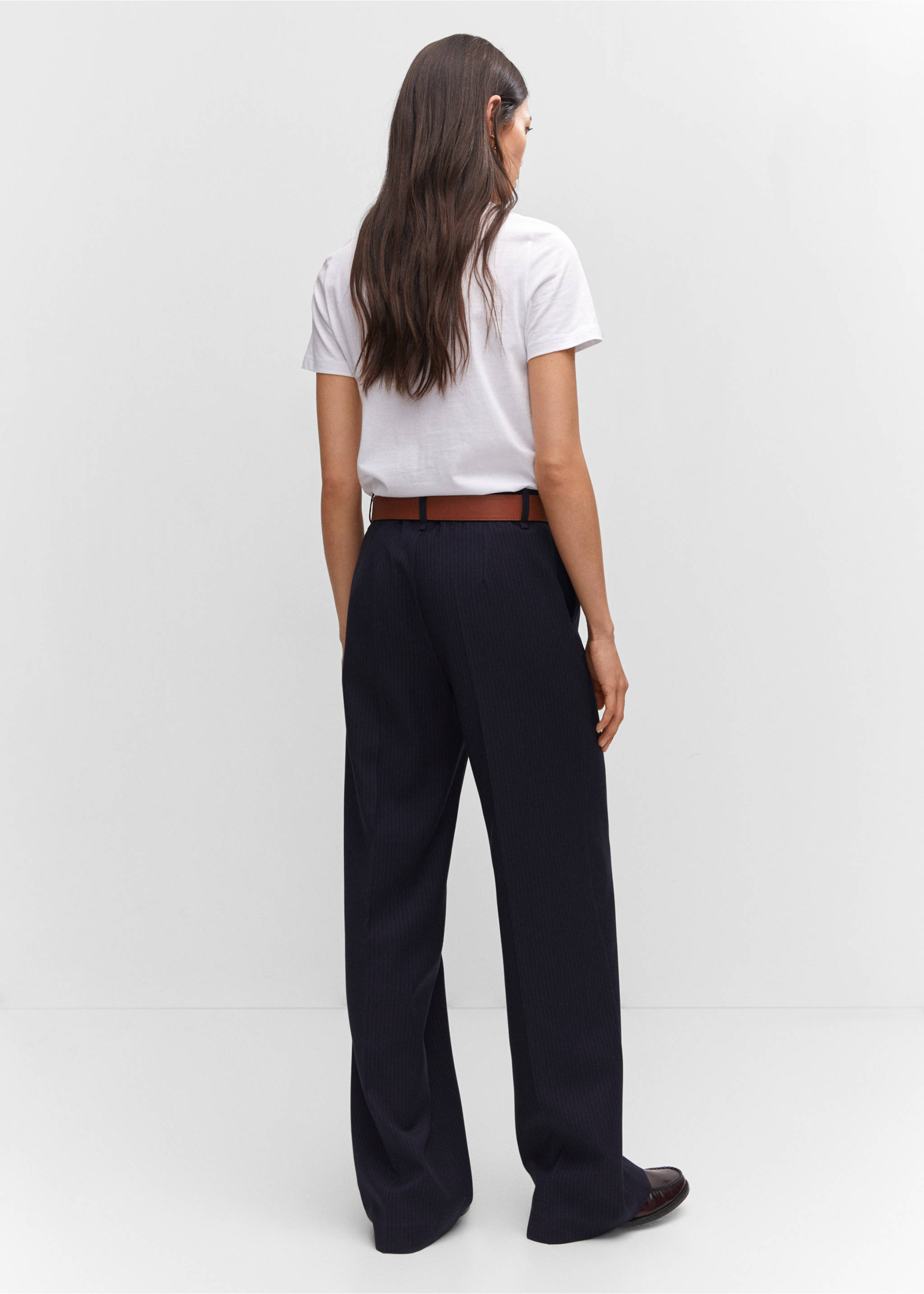 Straight striped trousers - Reverse of the article, Navy. Ref: 57045980-00.