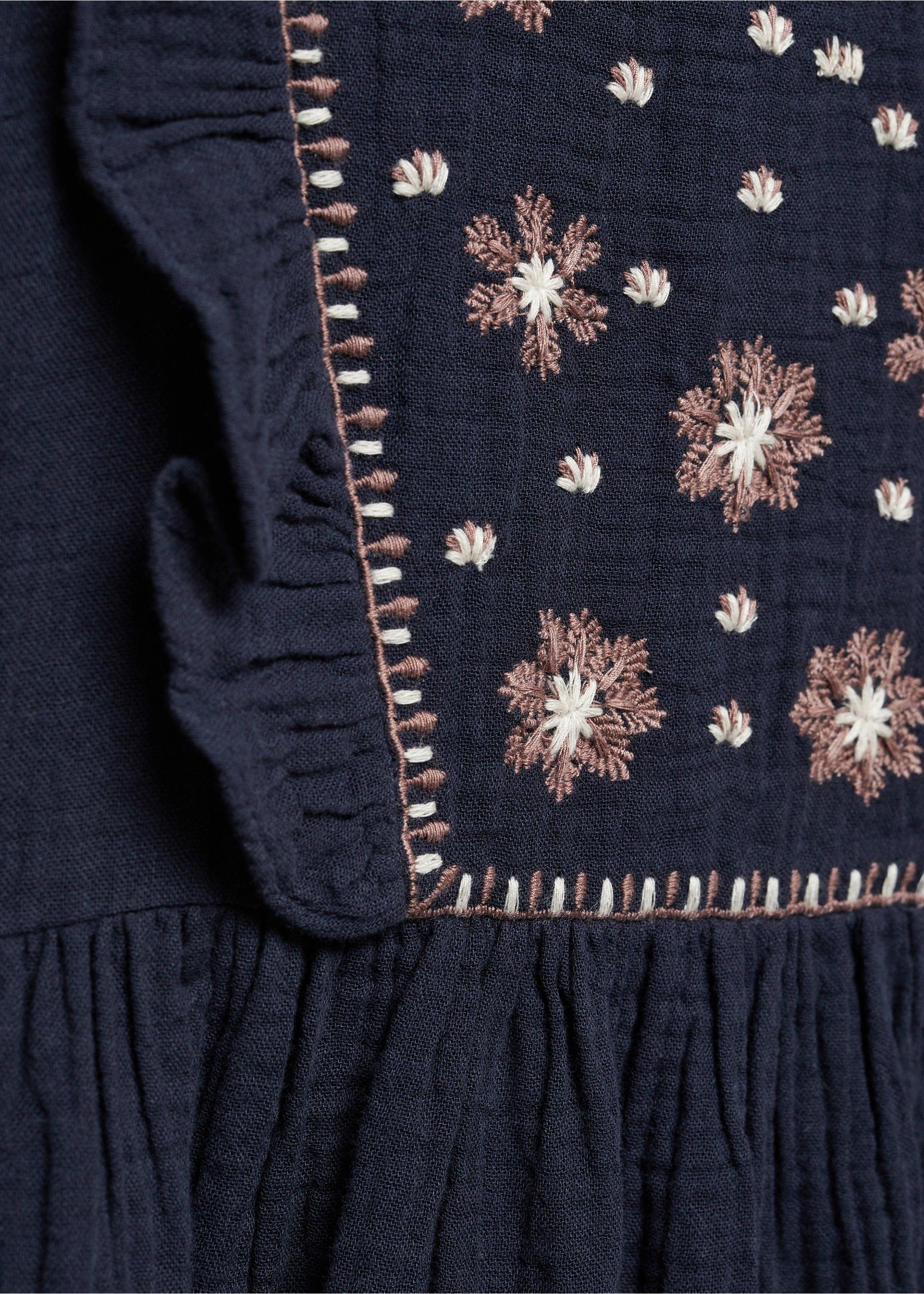 Flowers cotton dress - Details of the article 8, Navy. Ref: 57045990-00.