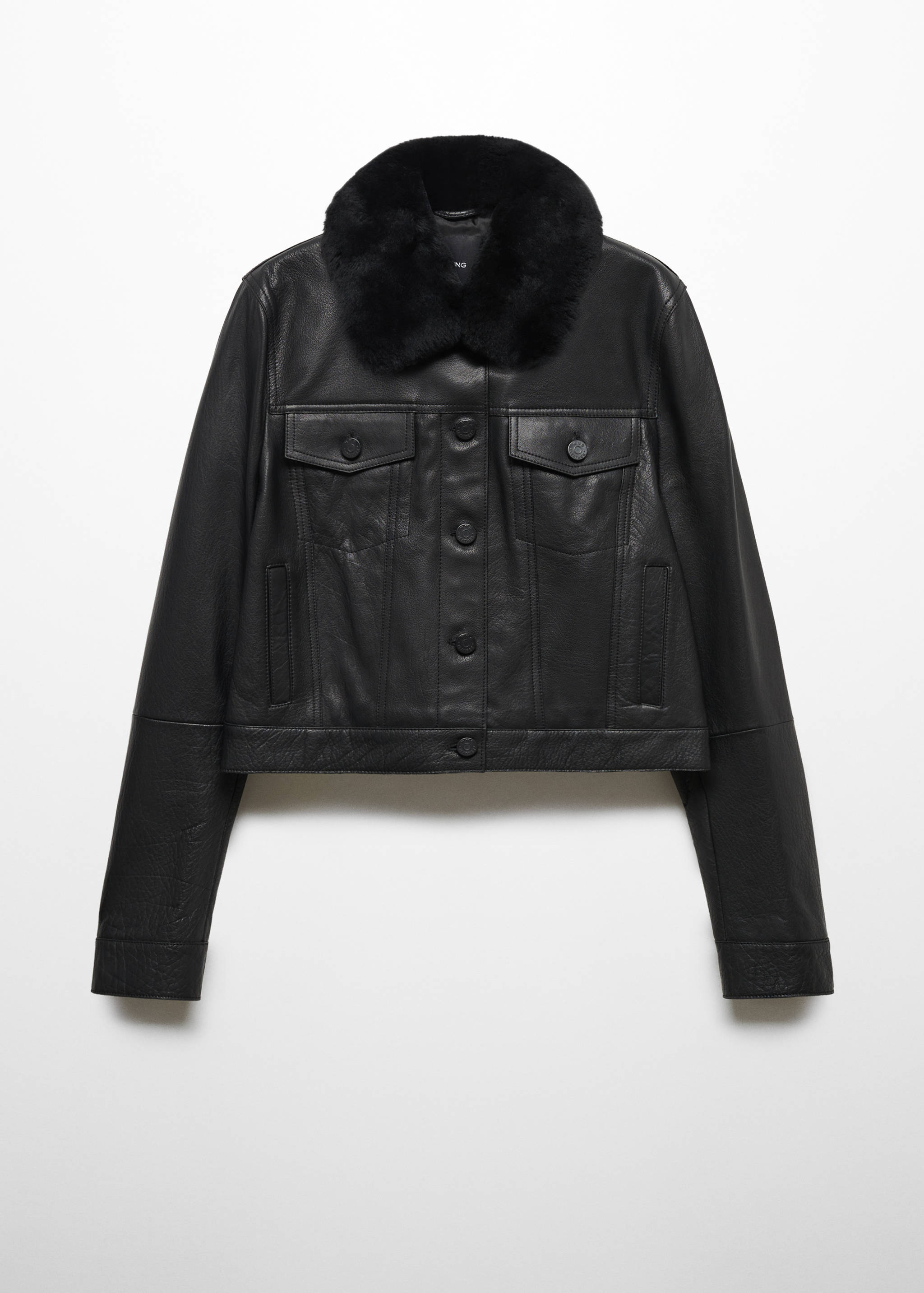 Кожаная куртка с меховым воротником - Изделие без модели