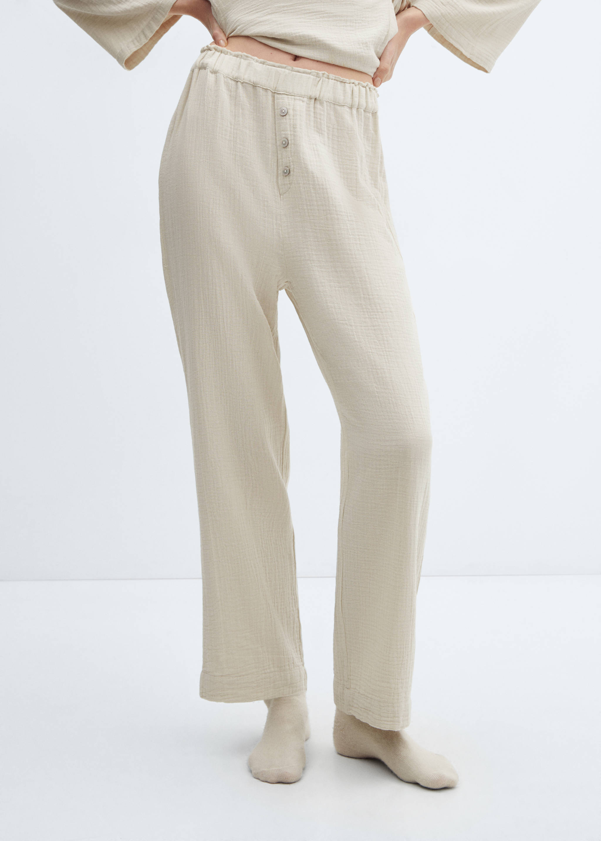 Хлопковые пижамные брюки из шифона - Средний план