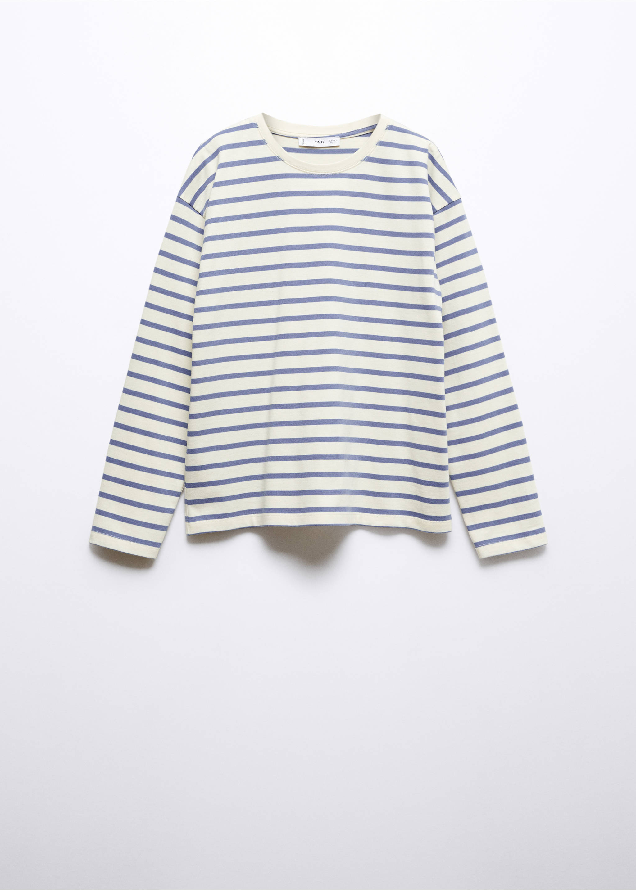 Striped round-neck sweatshirt - Article without model, Sky Blue. Ref: 57046021-00.