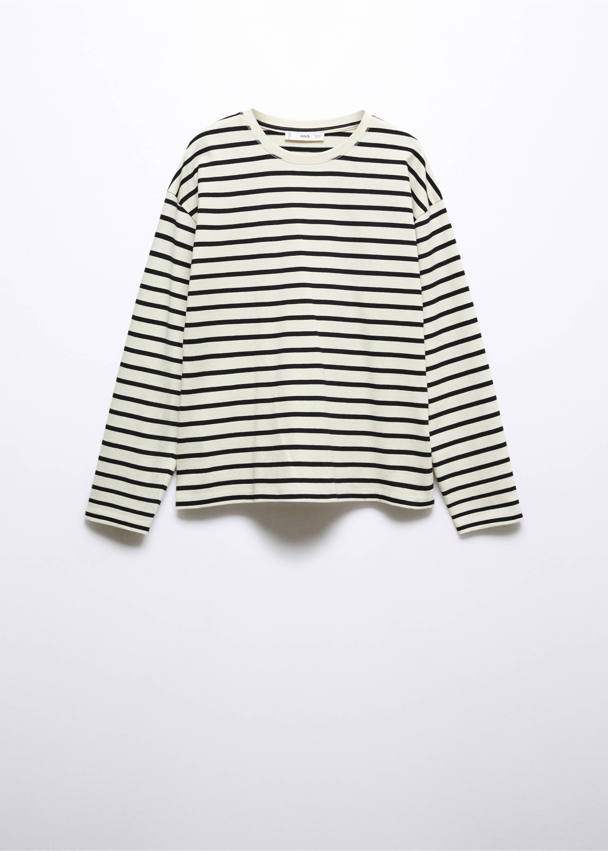 Striped round-neck sweatshirt - Article without model, Black. Ref: 57046021-00.