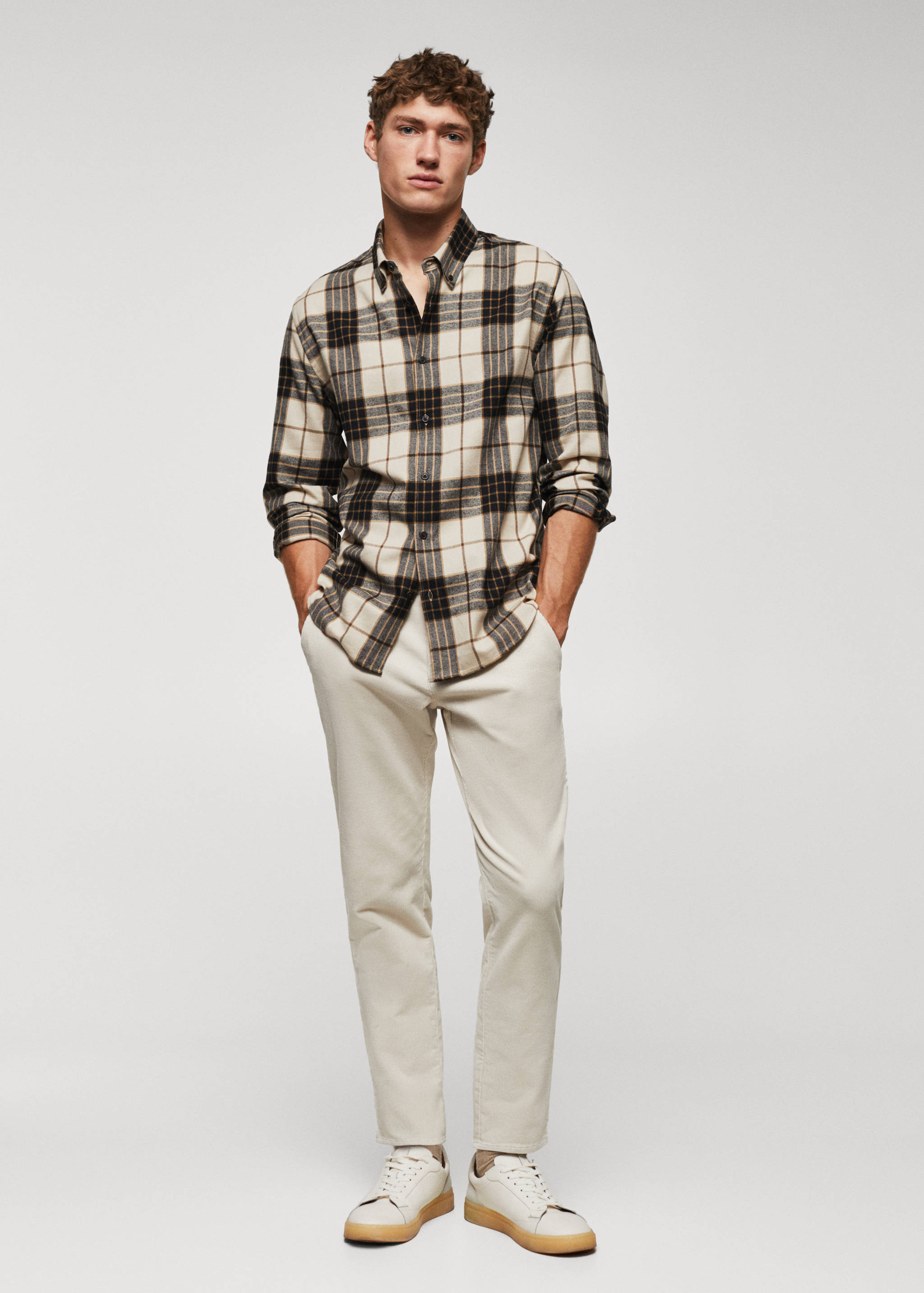 Corduroy slim-fit cropped trousers - General plane