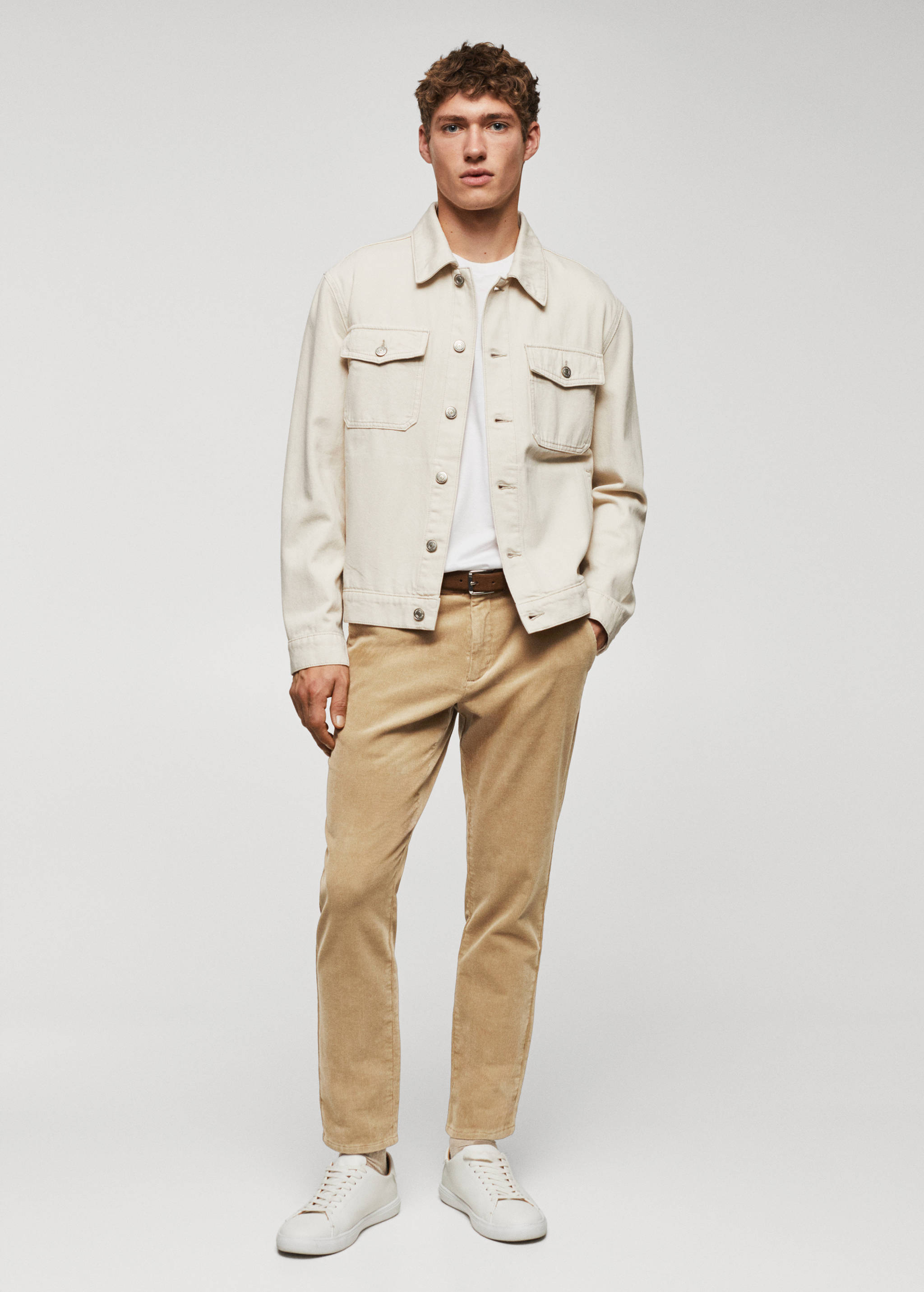 Corduroy slim-fit cropped trousers - General plane