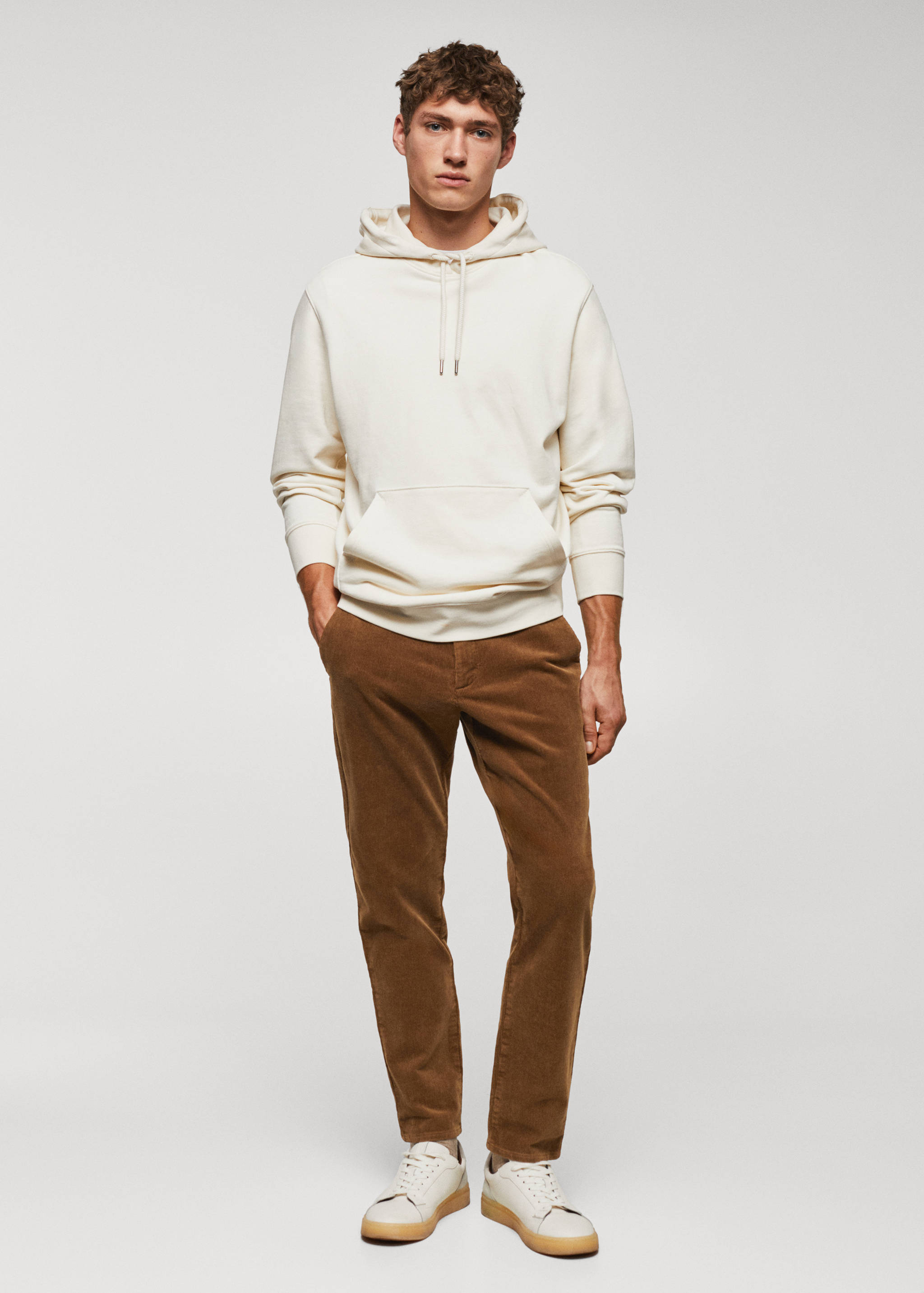 Corduroy slim-fit cropped trousers - General plane