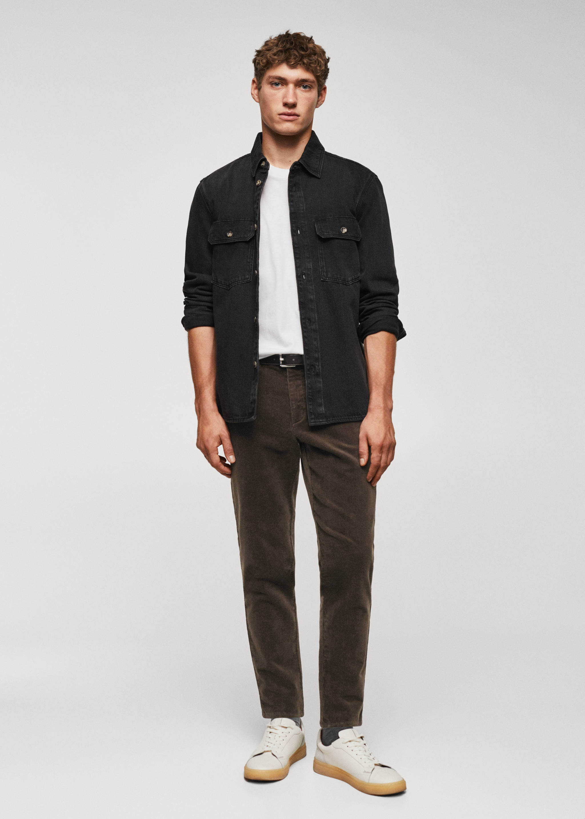 Corduroy slim-fit cropped trousers - General plane