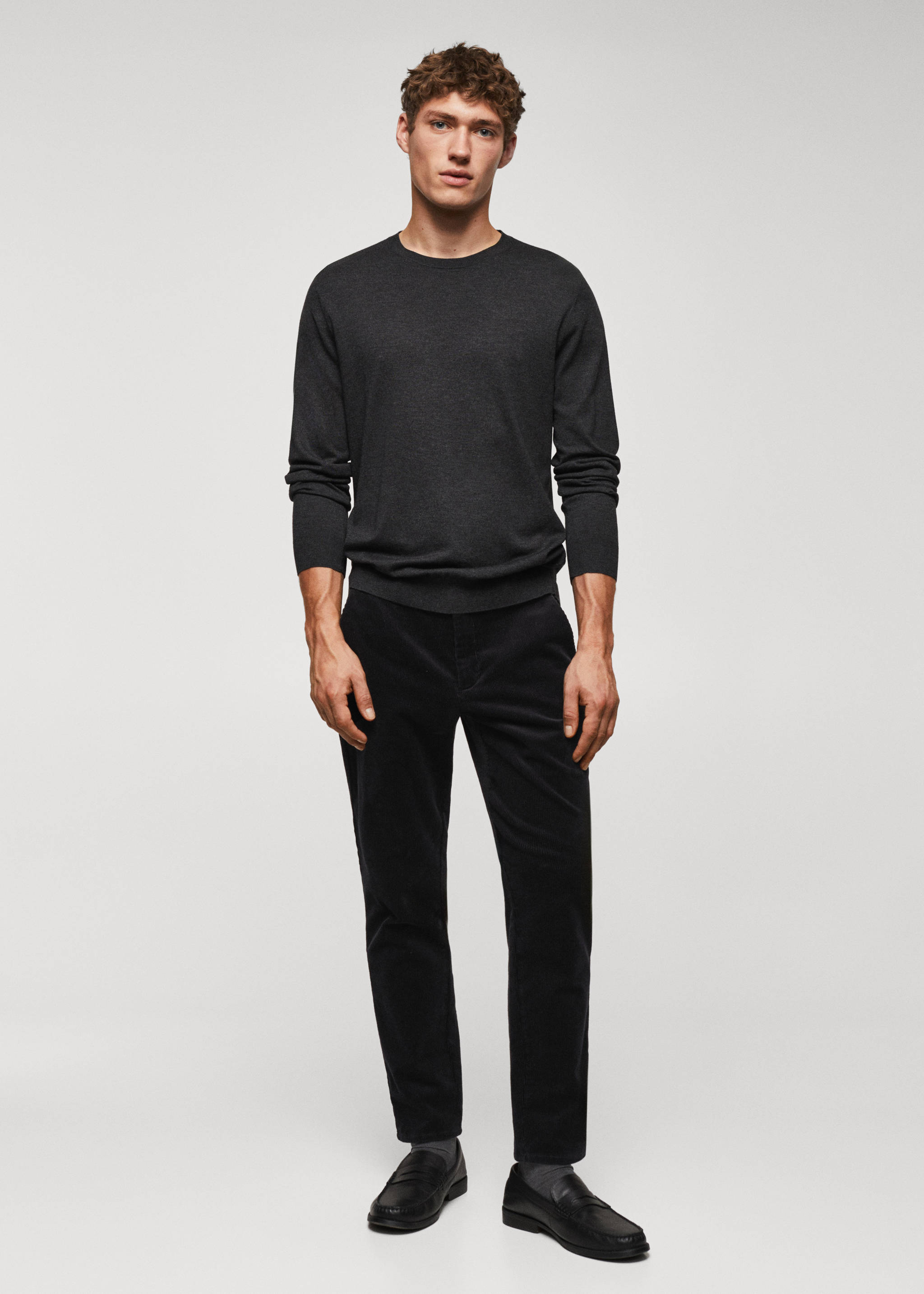 Corduroy slim-fit cropped trousers - General plane