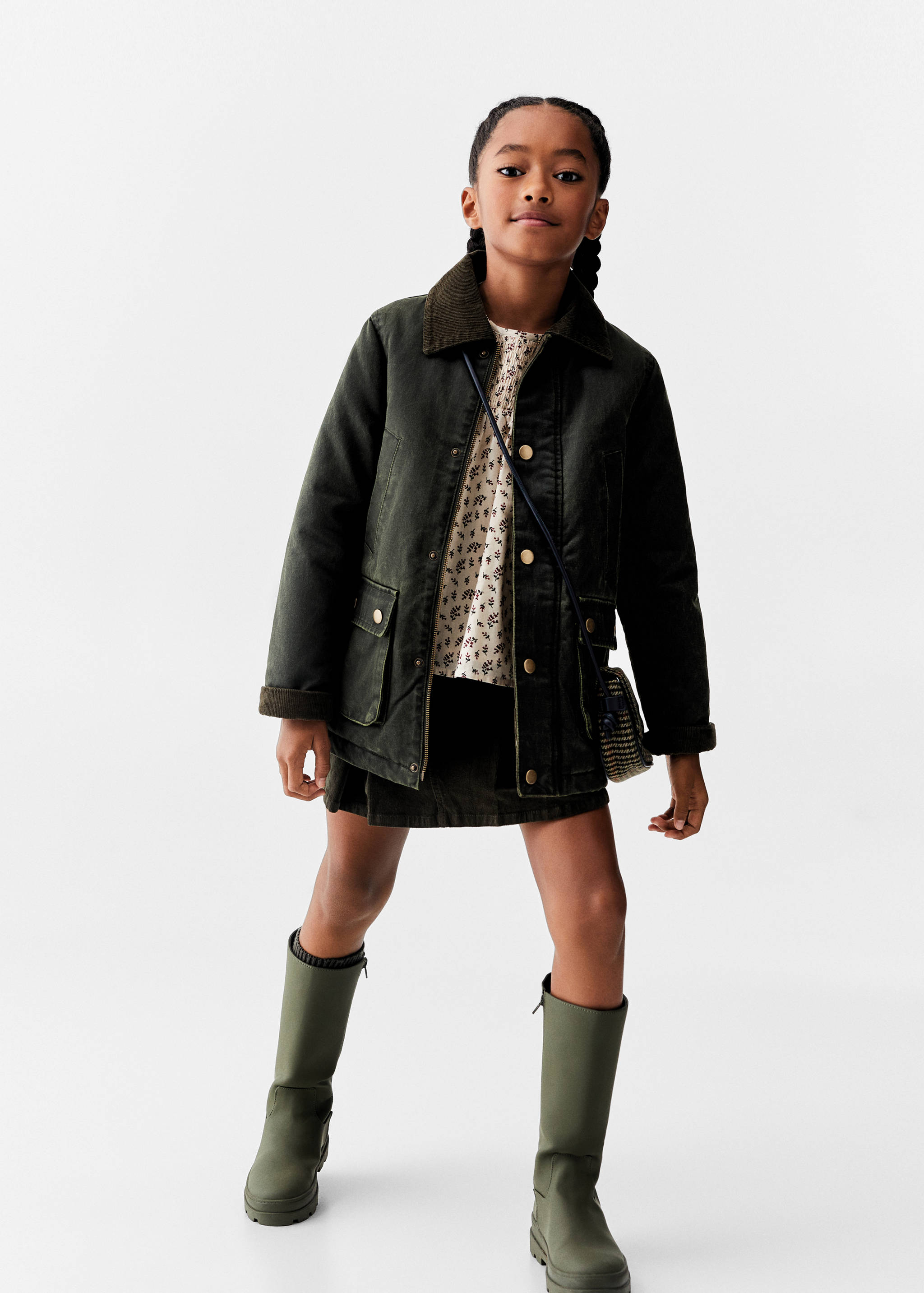 打蜡效果短款派克大衣 - null