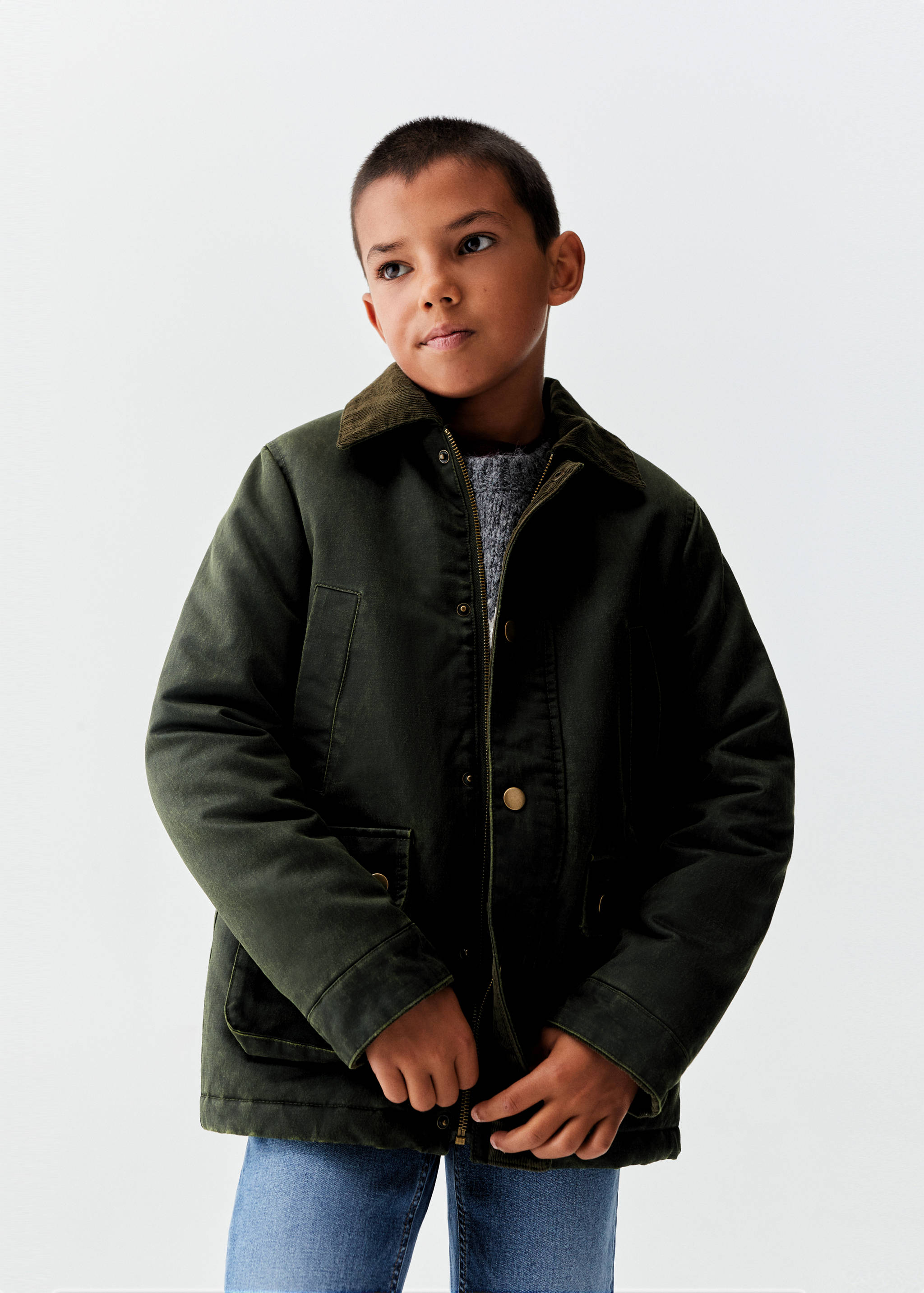 打蜡效果短款派克大衣 - null