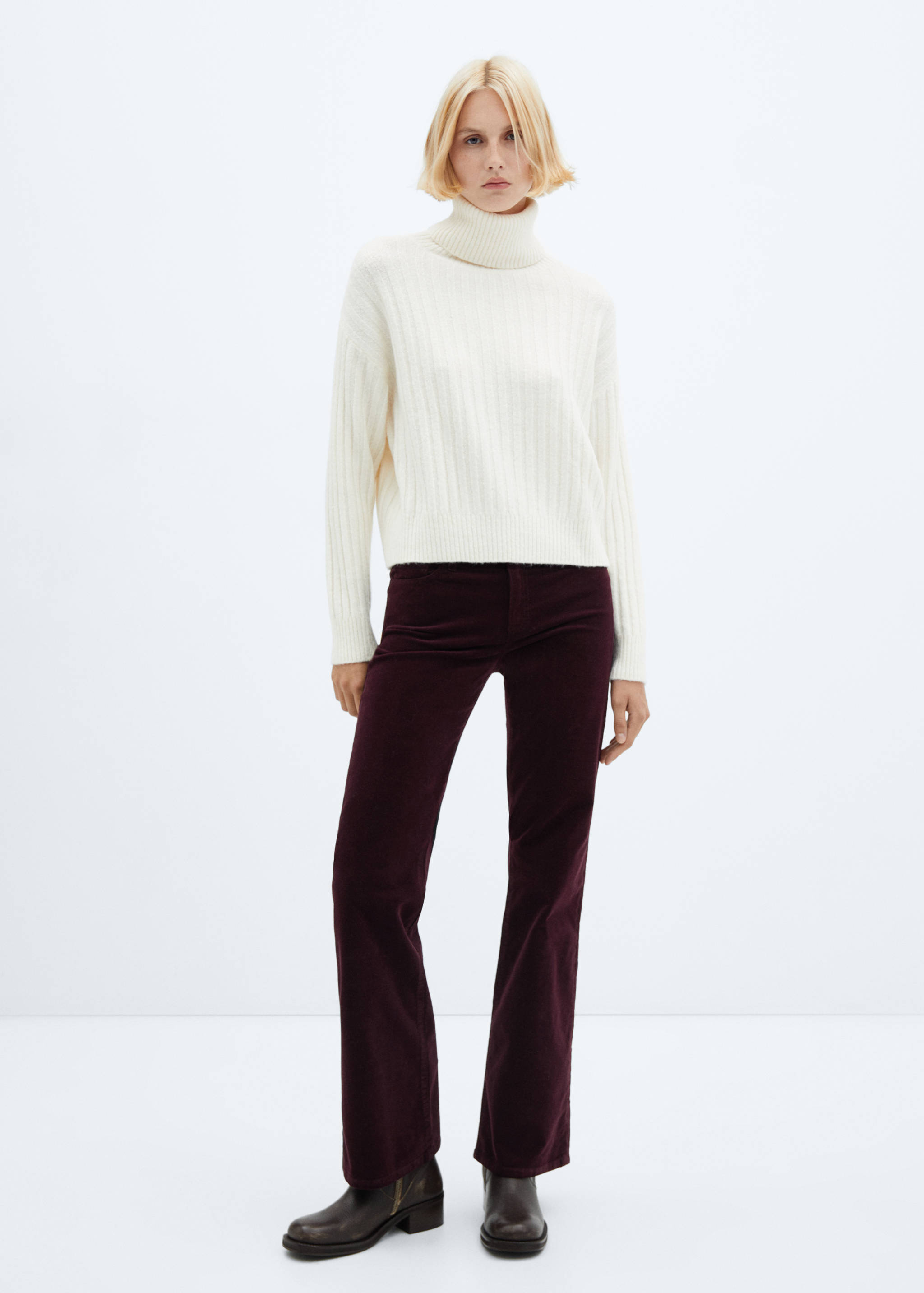 Pantalon flare taille normale velours côtelé - Plan général