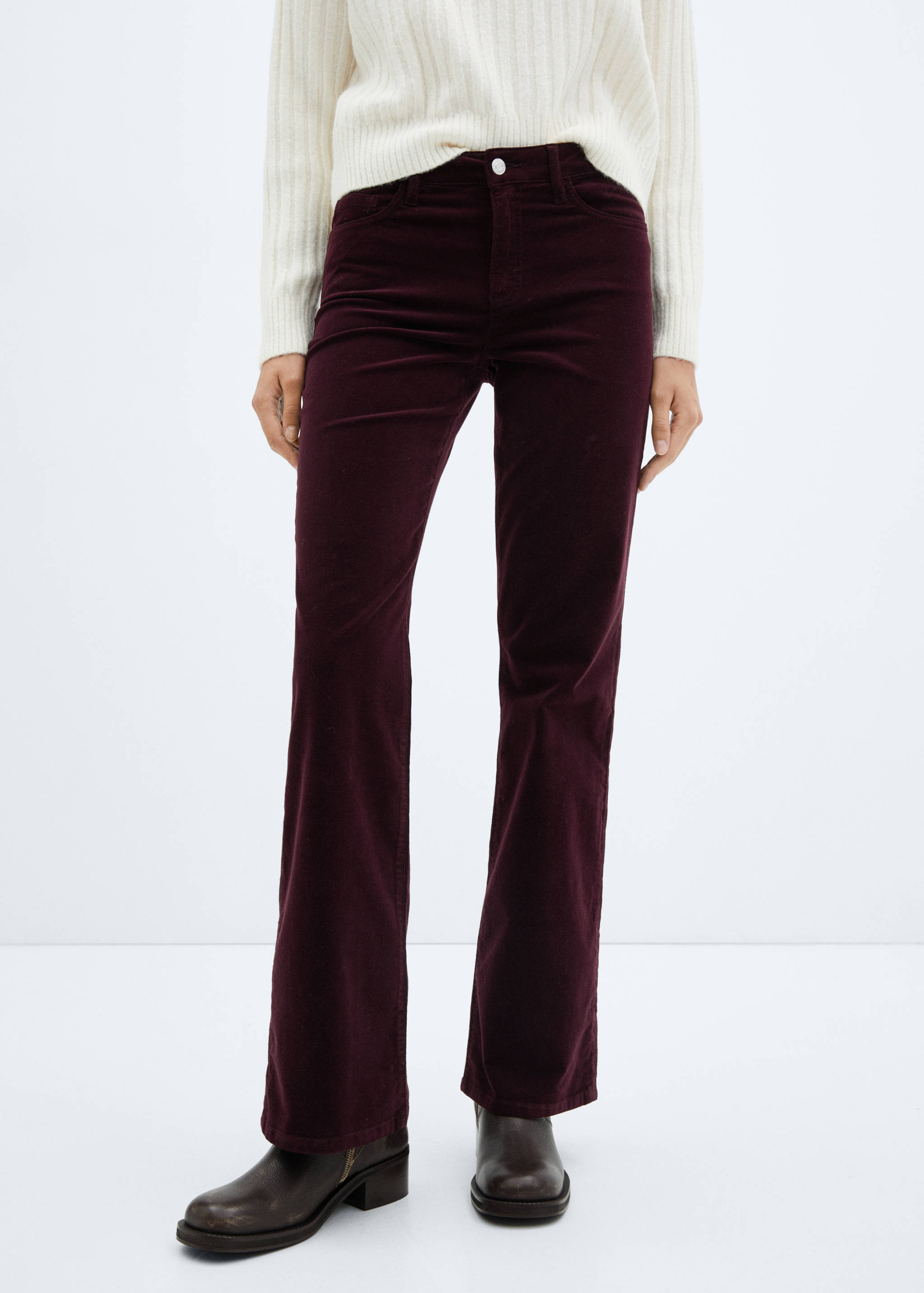 Pantalon flare taille normale velours côtelé - Plan moyen