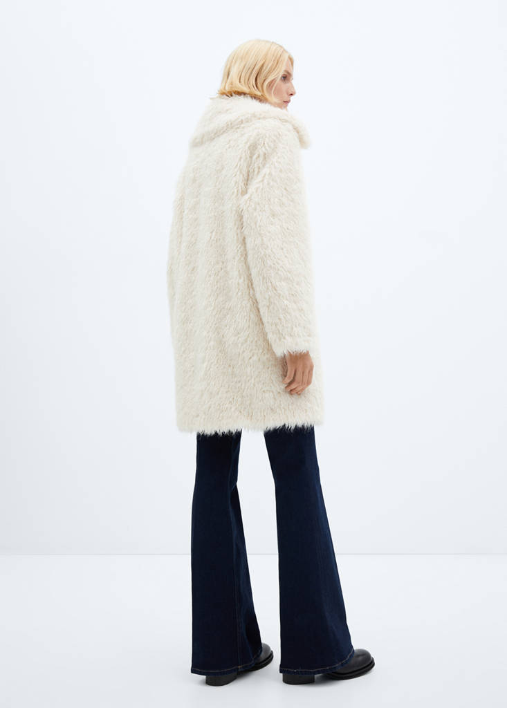 Fur-effect midi-coat — White