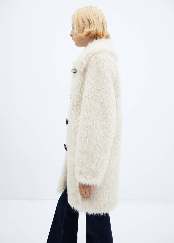 Fur-effect midi-coat — White